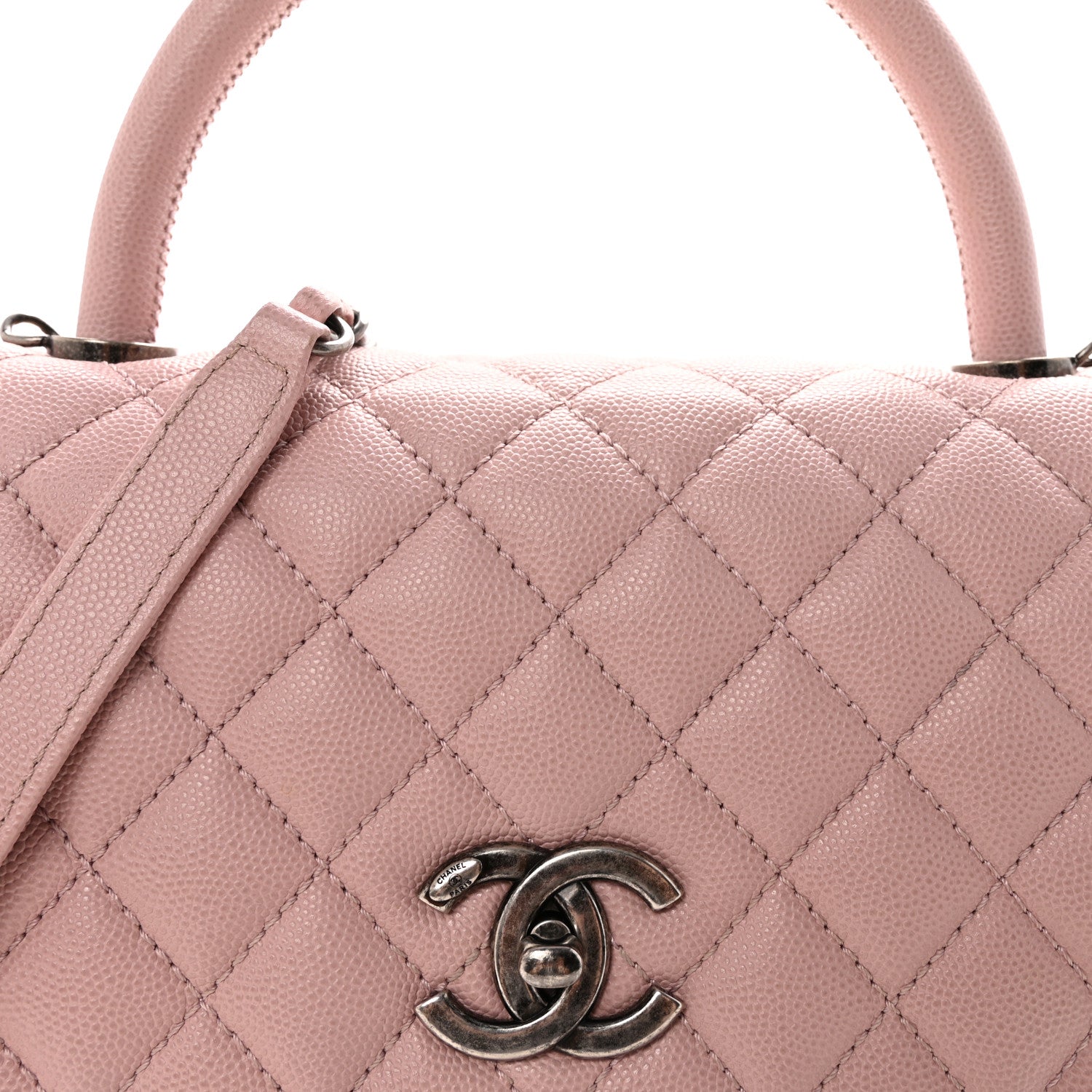 Caviar Quilted Medium Coco Handle Flap Light Pink