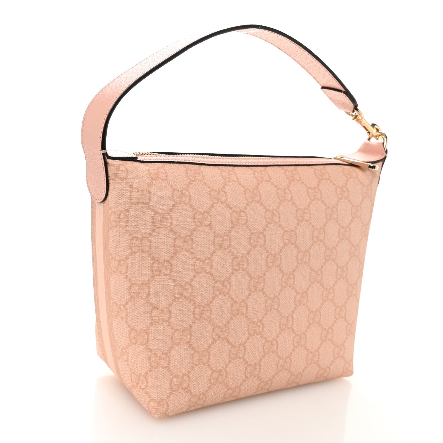 GG Supreme Monogram Textured Calfskin Web Super Mini Ophidia Shoulder Bag Pink