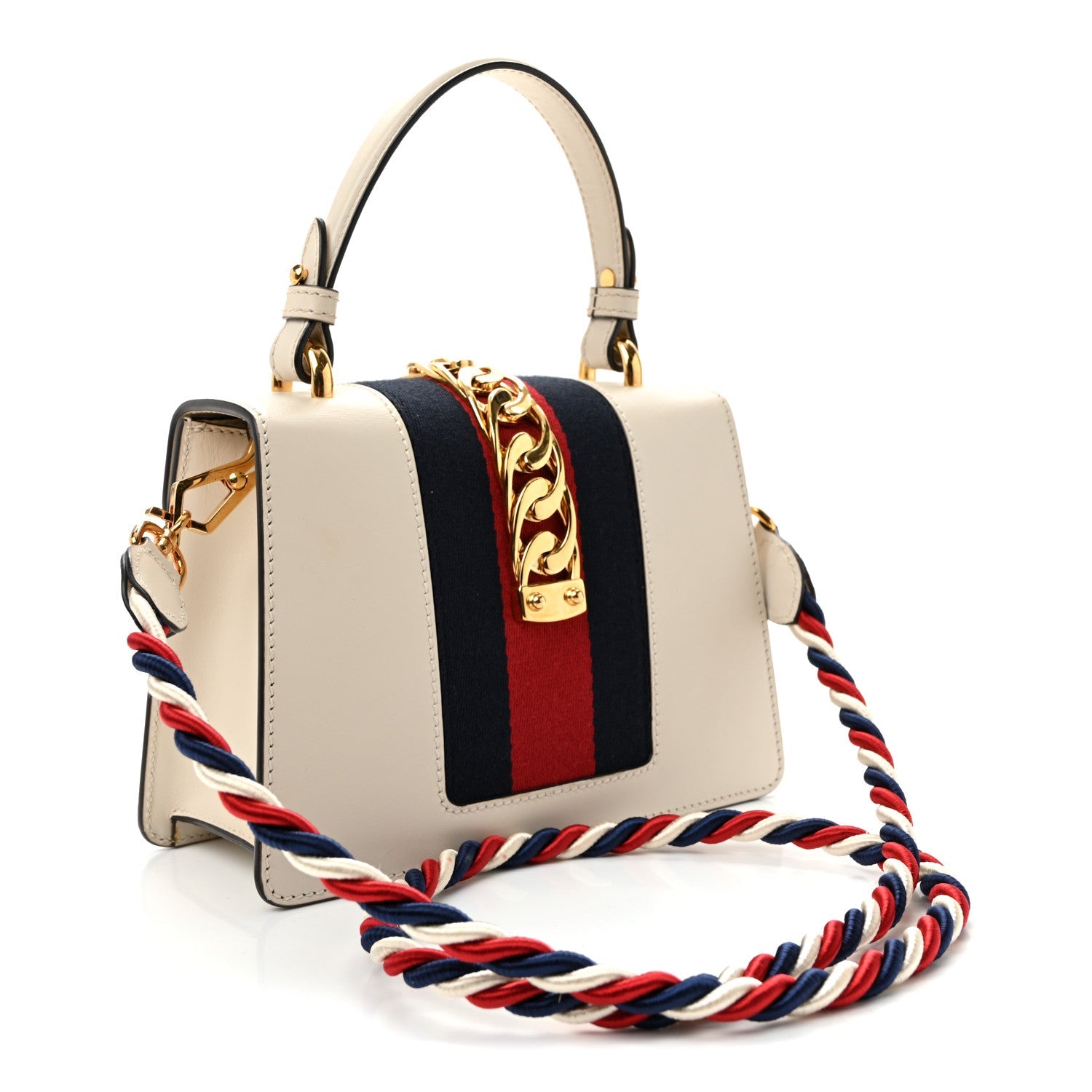 Calfskin Mini Sylvie Top Handle Bag White