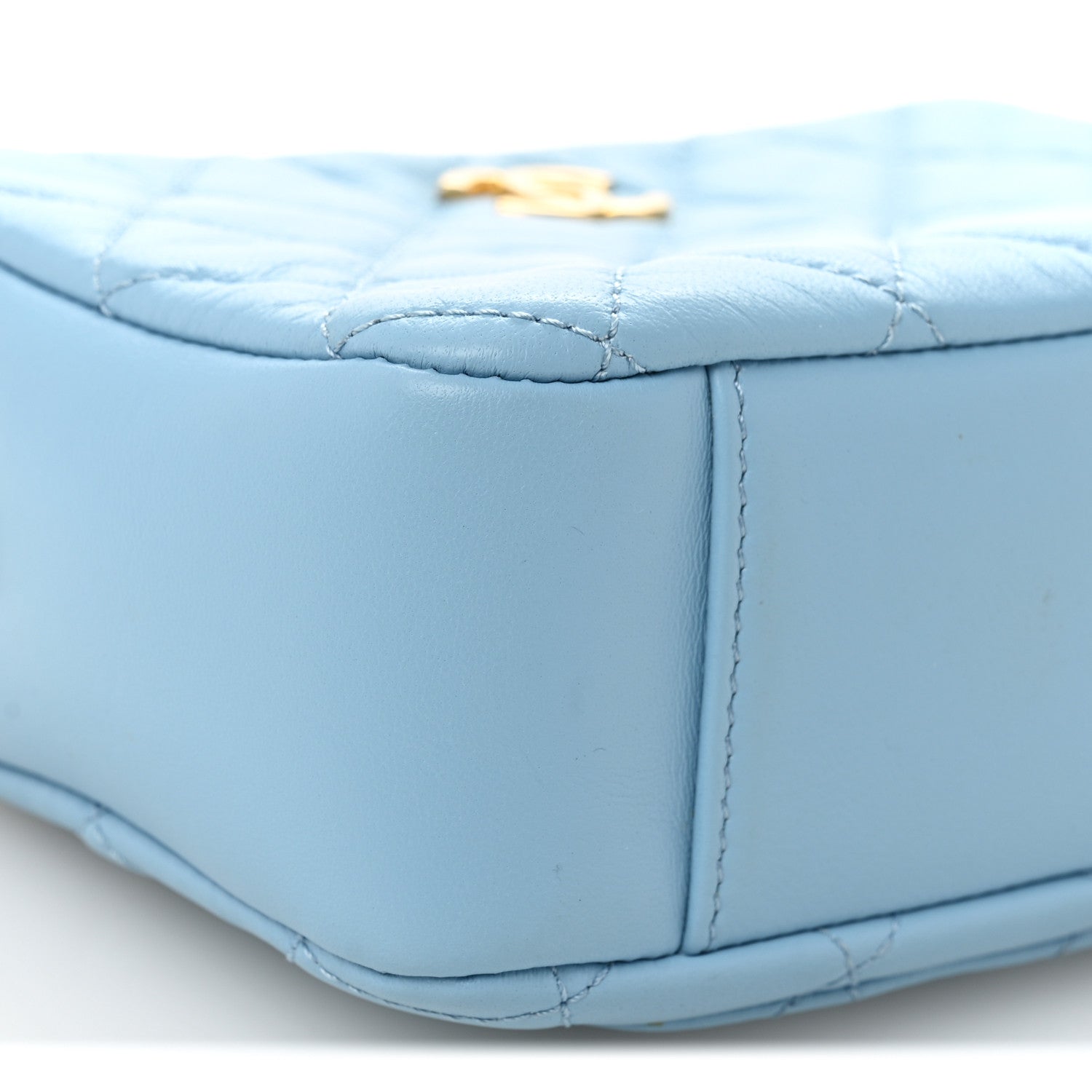 Lambskin Quilted CC Pearl Crush Camera Case Light Blue