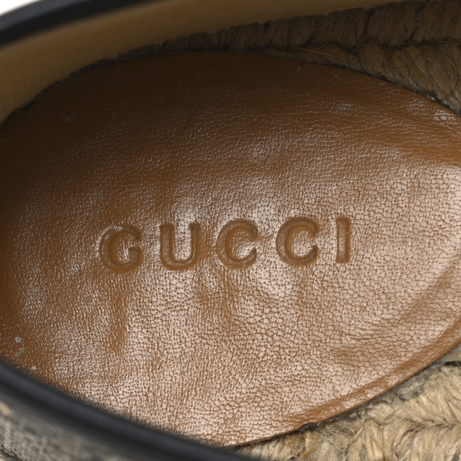 GG Supreme Monogram Bees Espadrille Flats 36.5 Beige Ebony Oro Black