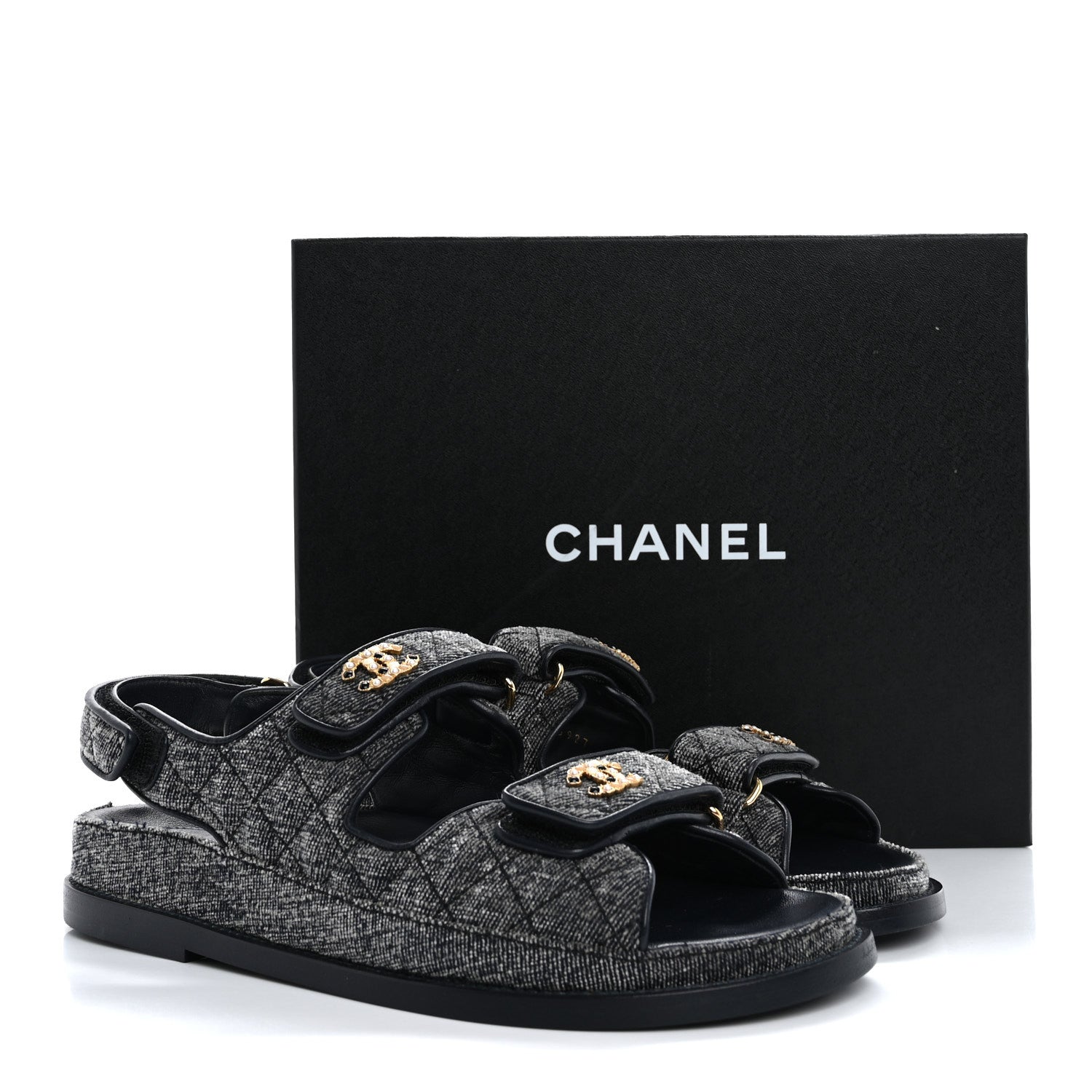 Velvet Velcro Dad Sandals 38.5 Grey