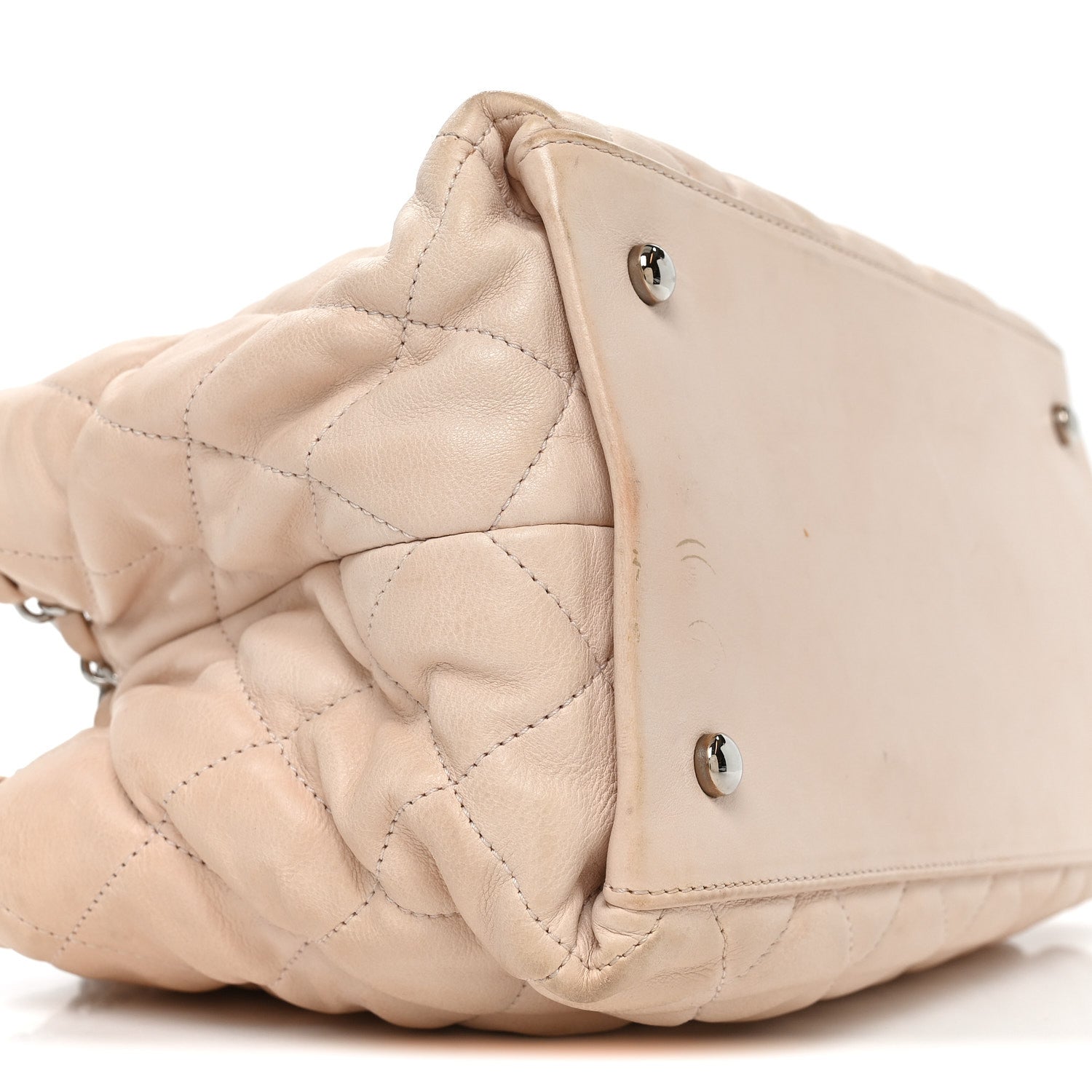 Lambskin Quilted Mini Chain Me Tote Light Beige