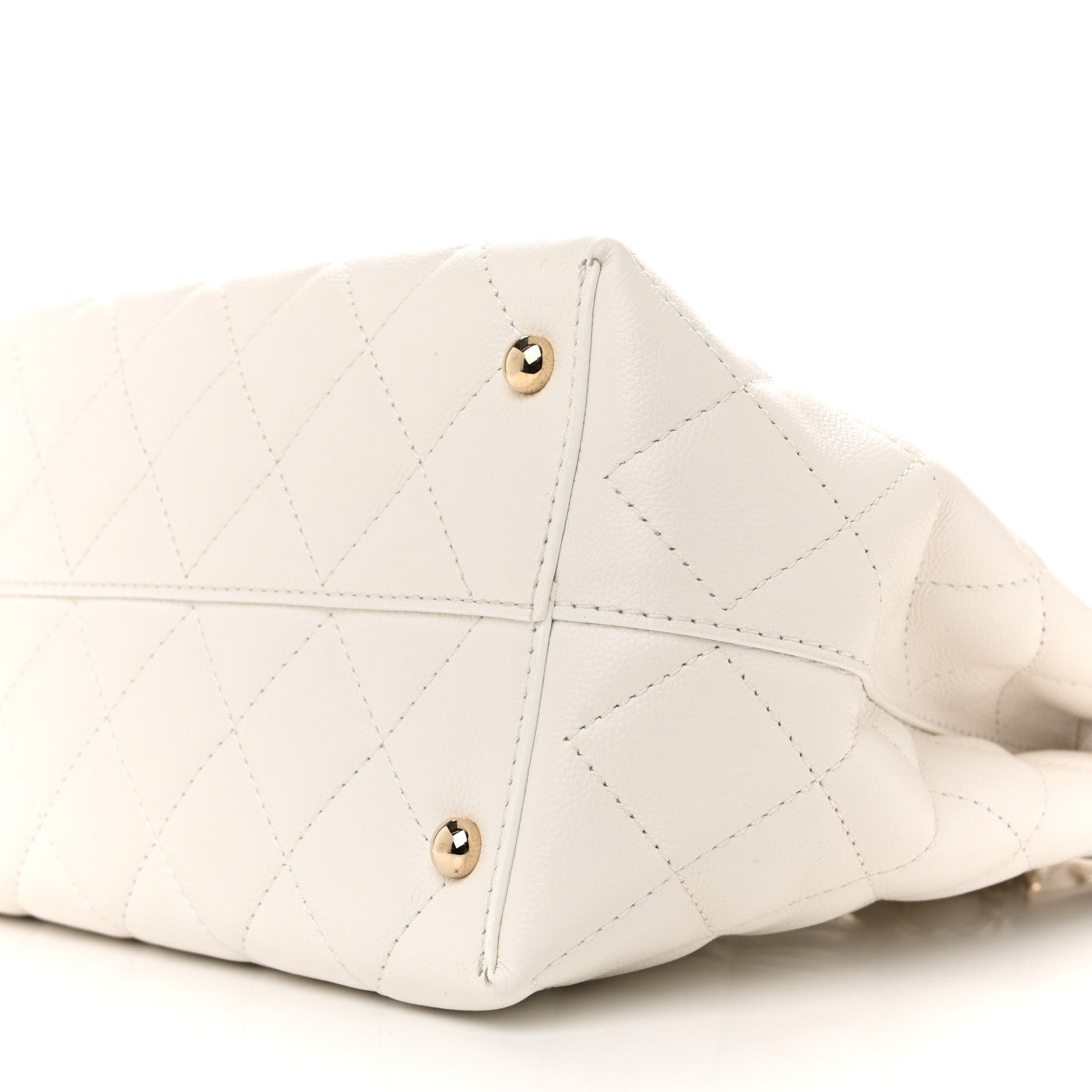Caviar Quilted Small Shopping Tote White