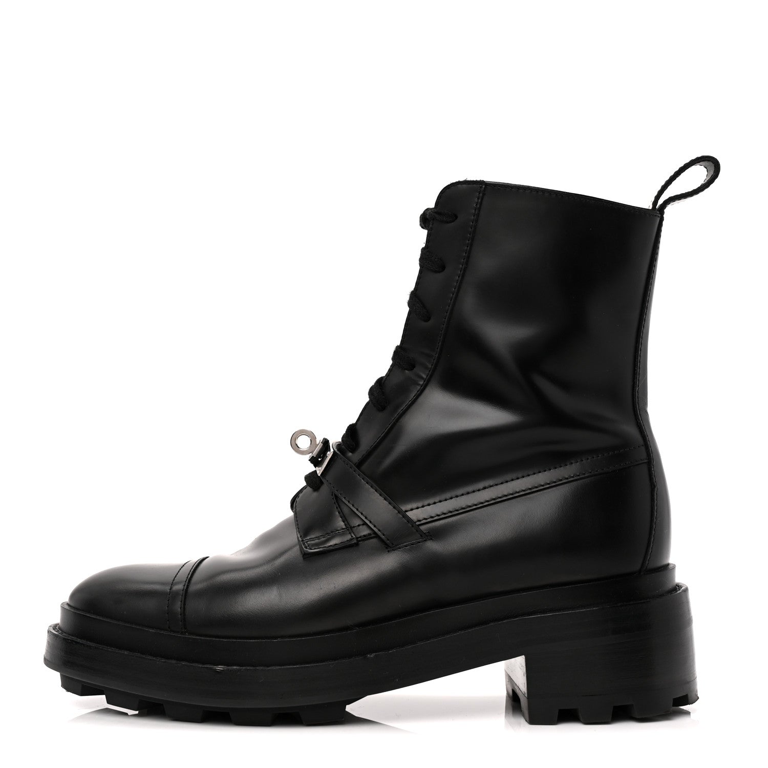 Glossed Calfskin Funk Ankle Boots 38.5 Black