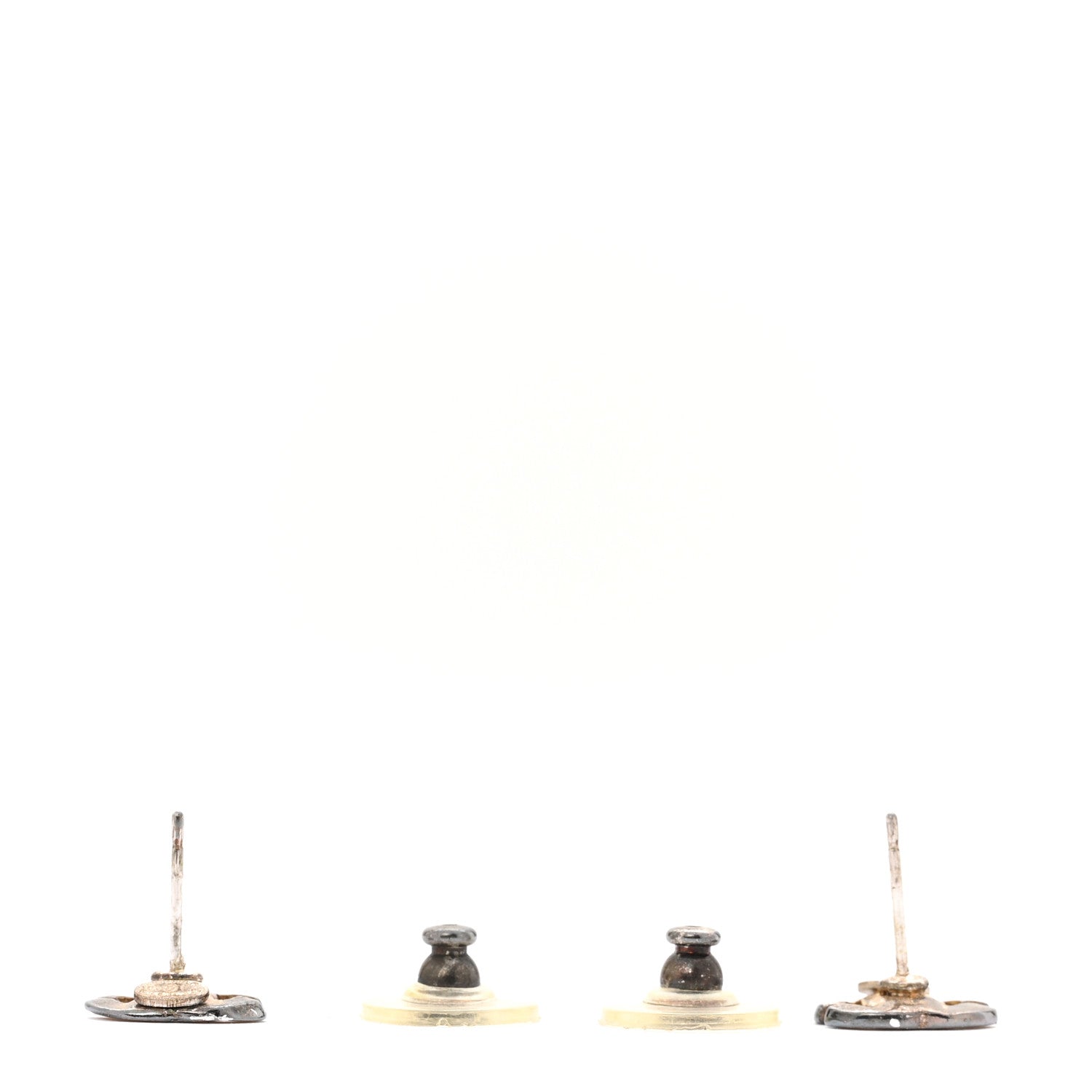 Glitter Enamel CC Earrings Silver White