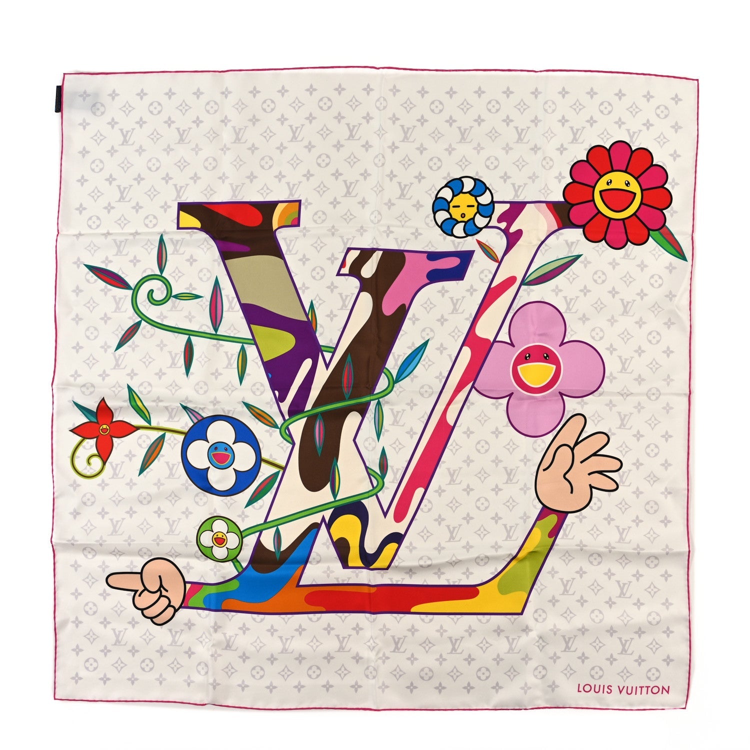 LV X TM Monogram Superflat Square 90 Scarf White
