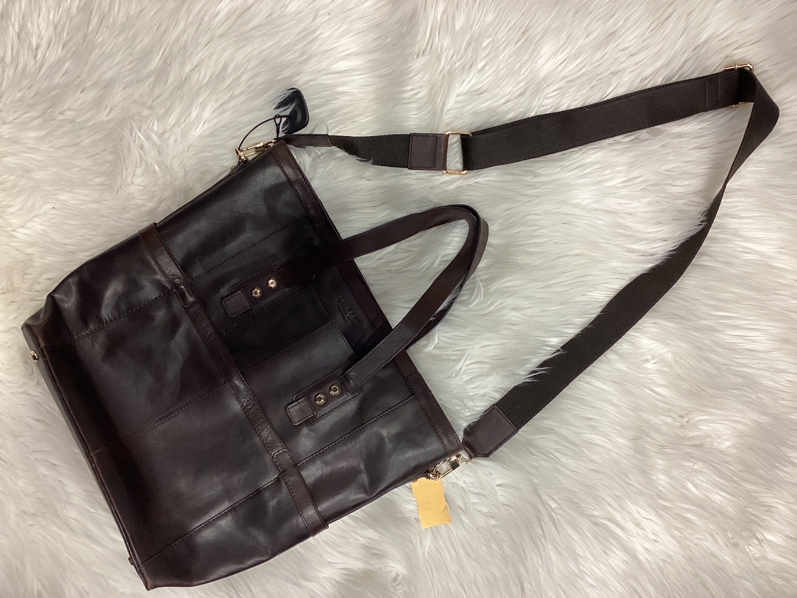 Handbag Leather By Laundry In Brown, Size:Medium