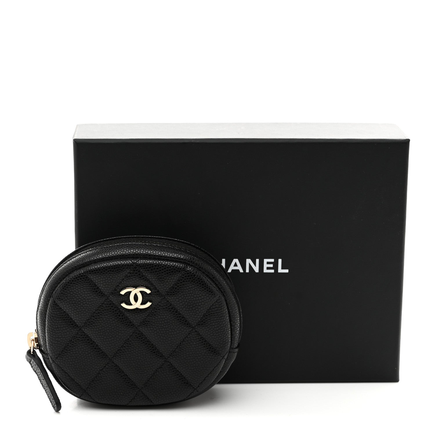 Caviar Quilted Zip Around Classic Coin Purse Black