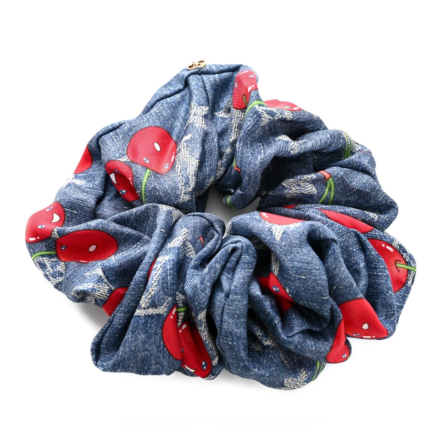 LV X TM Monogram Cerises Silk Scrunchie Blue