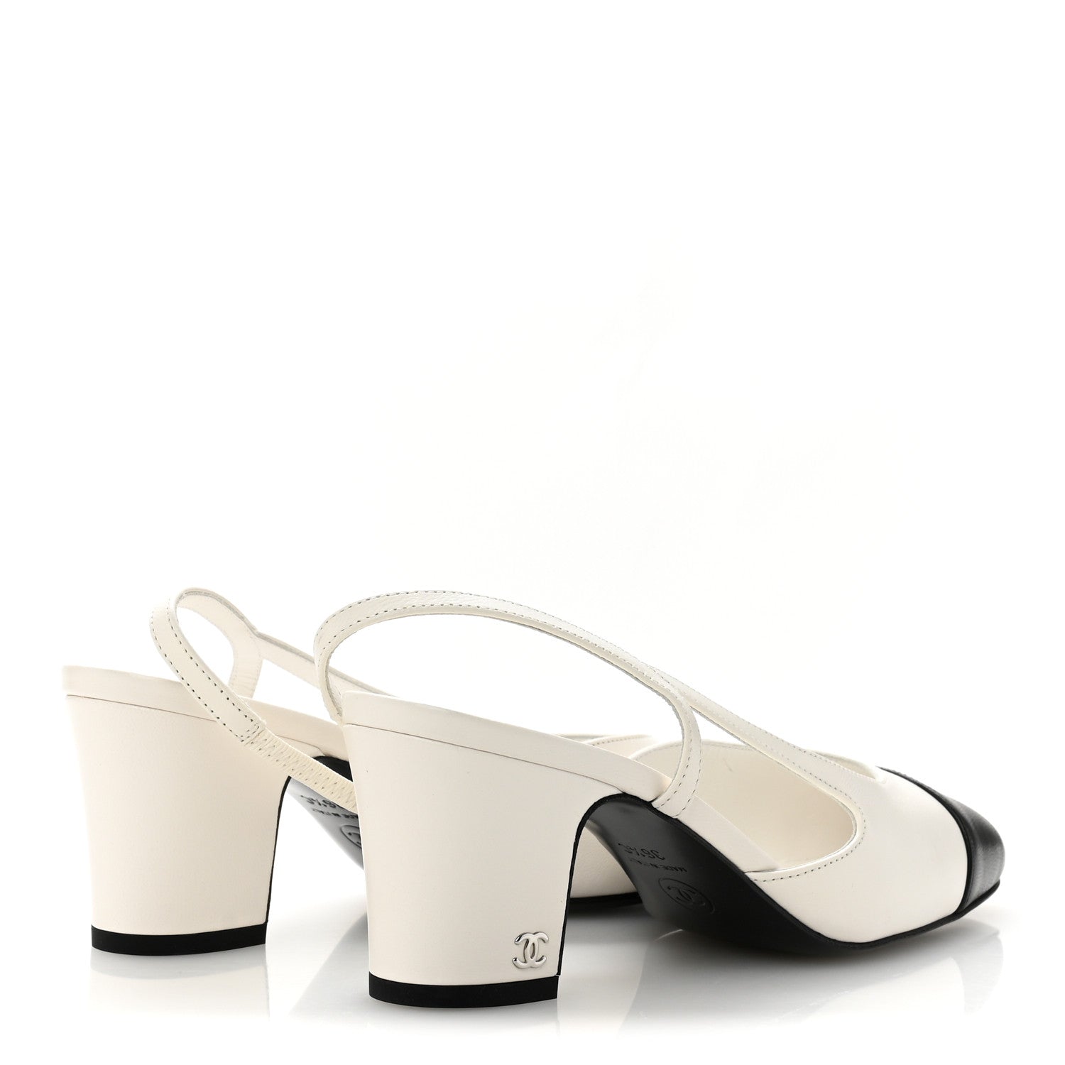 Lambskin Cap Toe CC Slingback Pumps 36.5 White Black