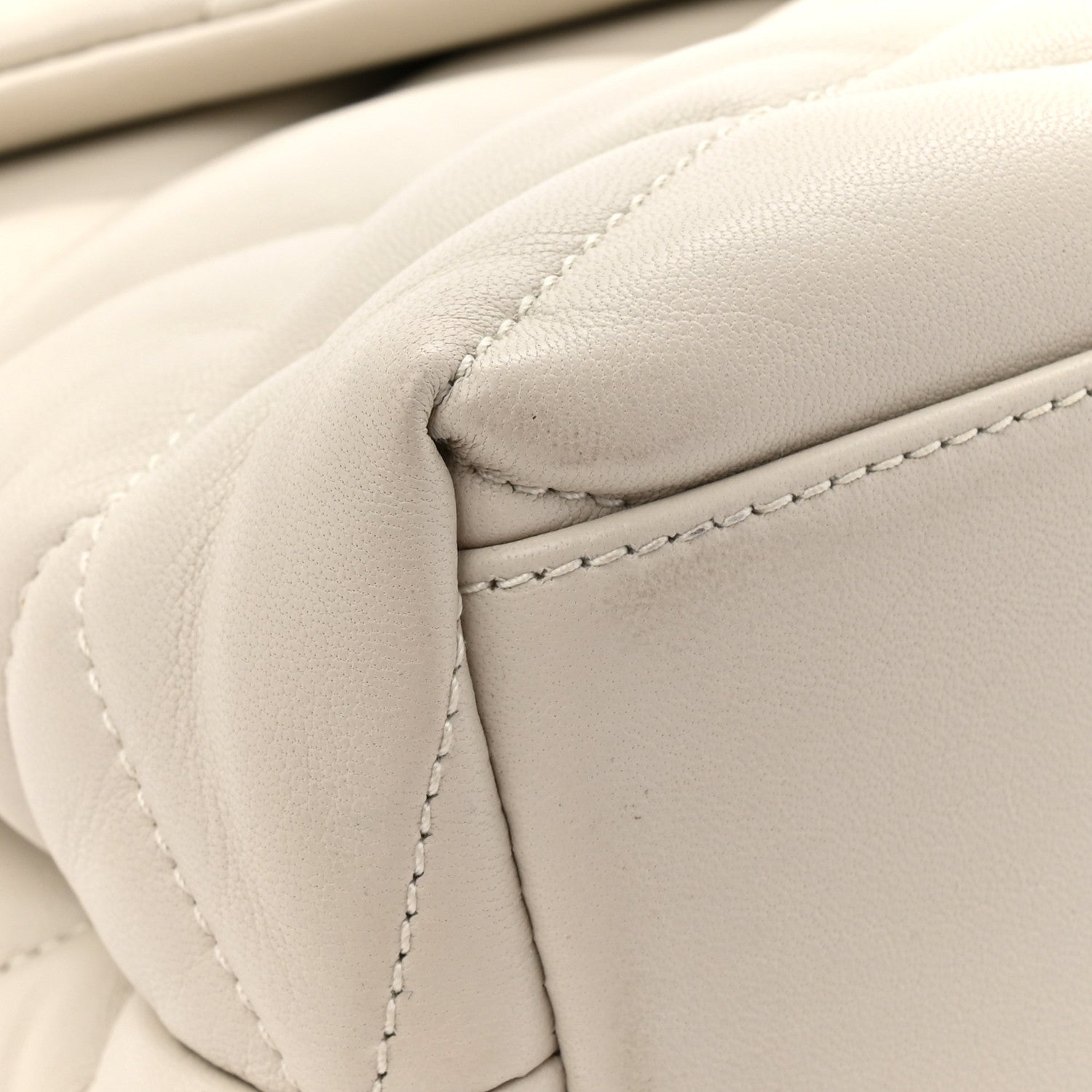 Lambskin Quilted Sade Puffer Envelope Clutch Crema Soft