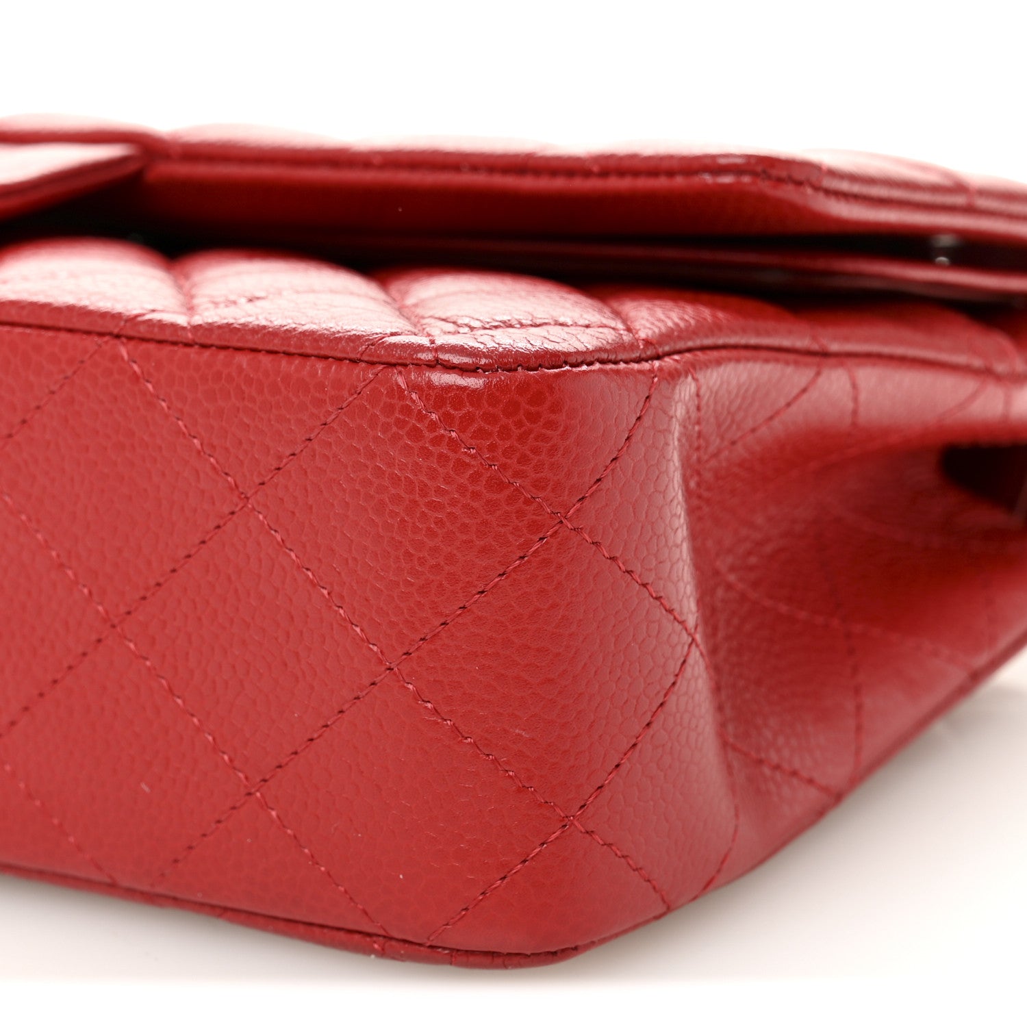Caviar Quilted Medium Double Flap Red