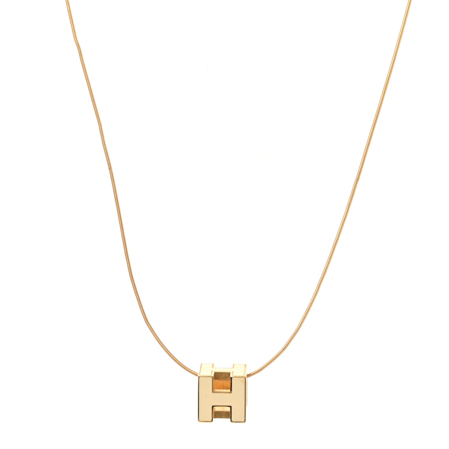 Rose Gold Lacquered Cage d'H Necklace Marron Glace