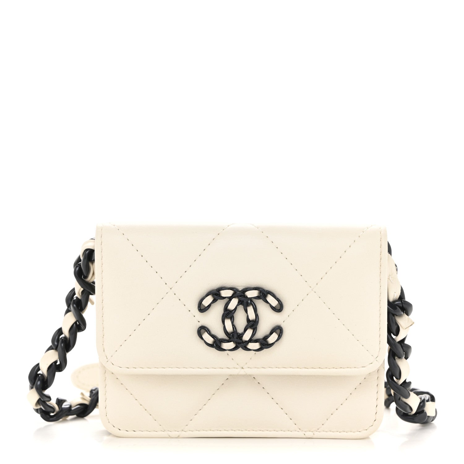 Caviar Quilted My Everything Belt Flap Card Holder White
