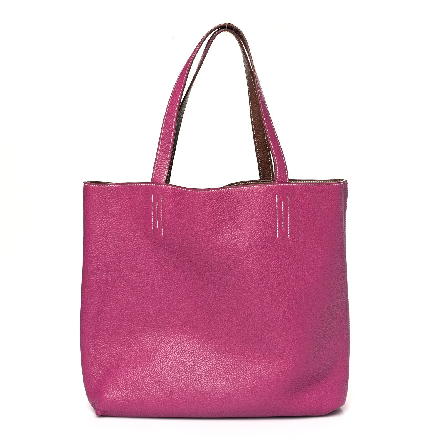 Taurillon Clemence Double Sens 36 Reversible Tote Marron Tosca