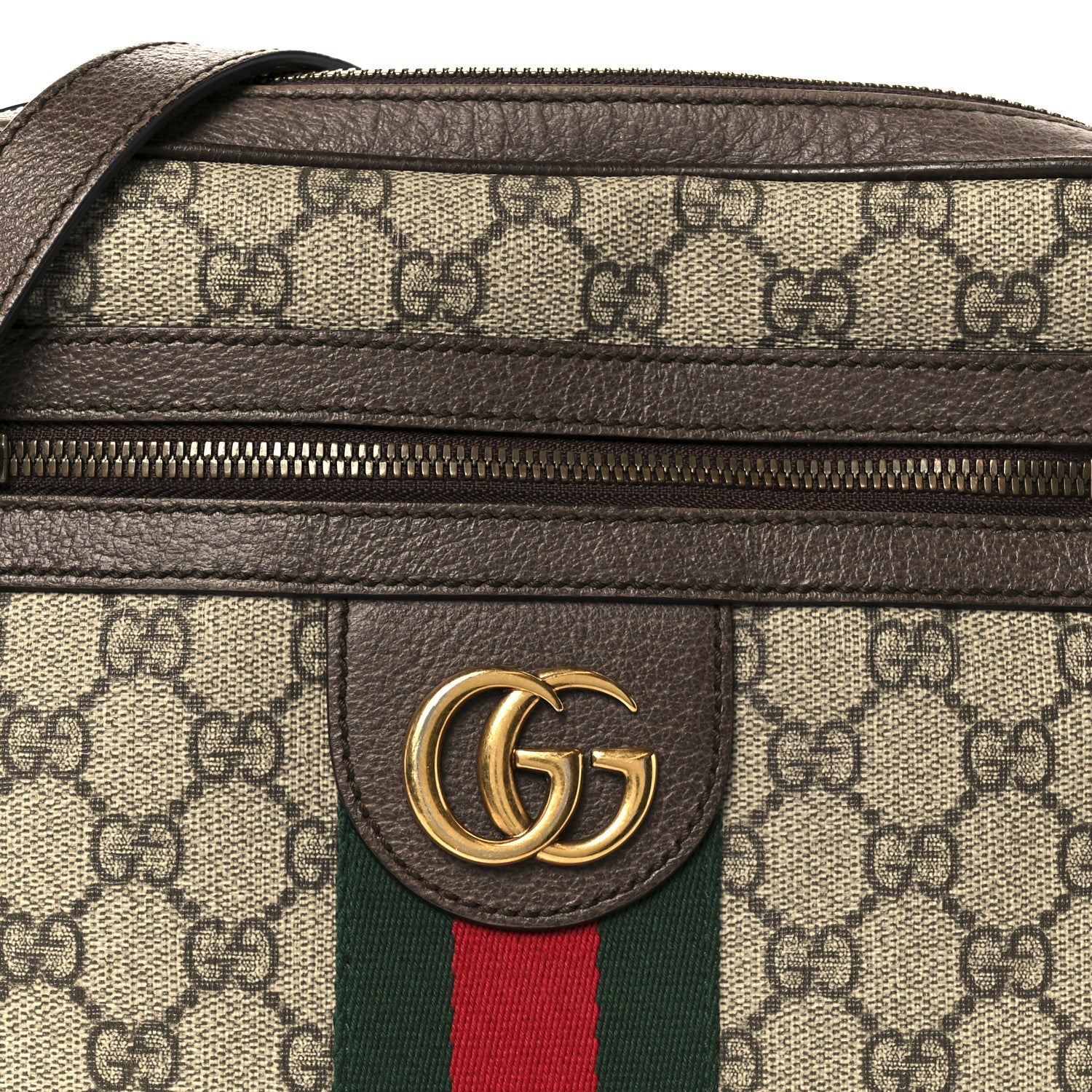 GG Supreme Monogram Web Small Ophidia Messenger Bag Brown