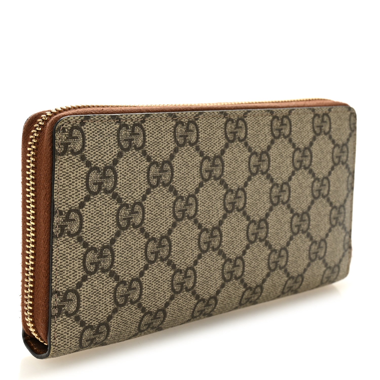 GG Supreme Monogram Cuoio Toscano Zip Around Wallet Beige Ebony Cuir