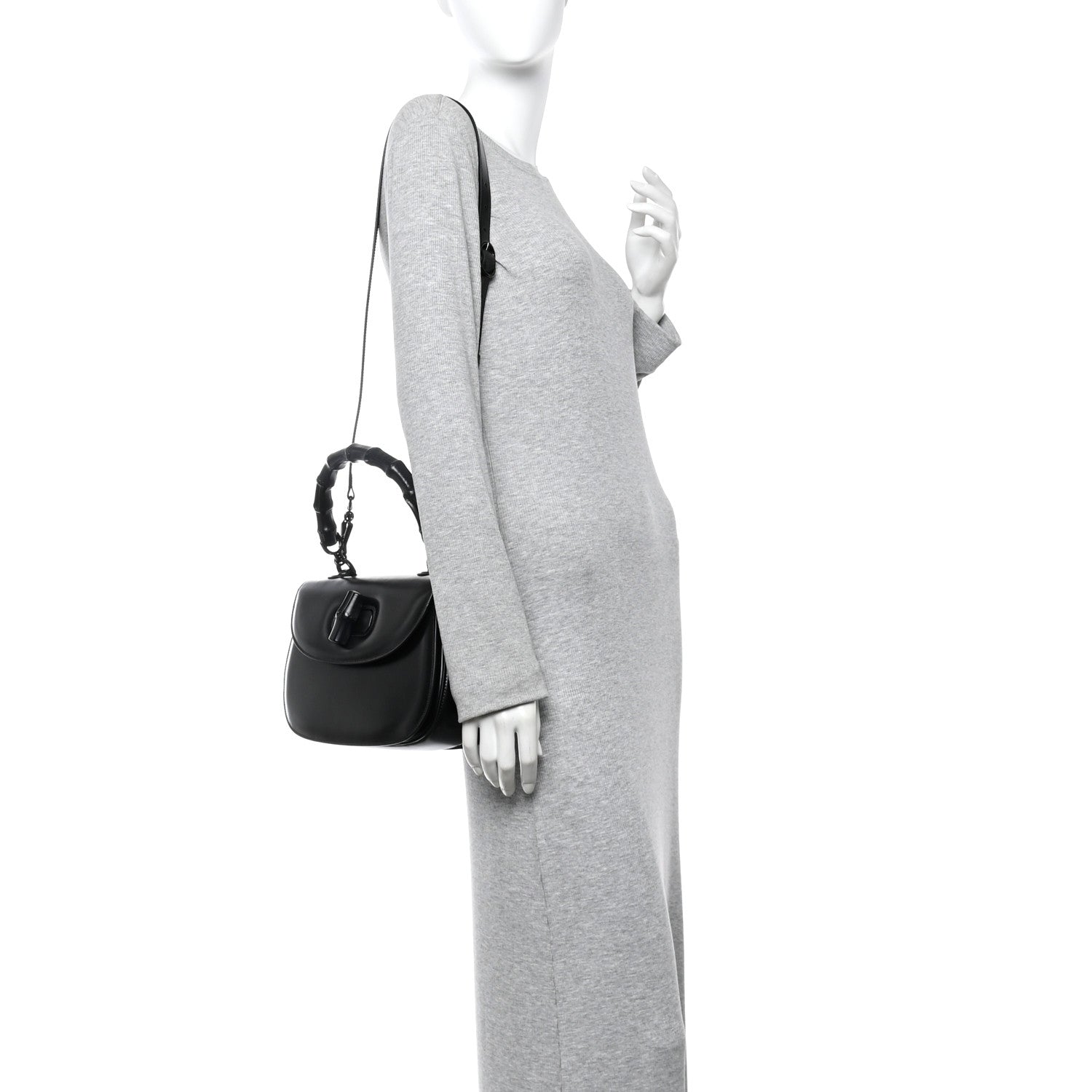 Boarded Dyana Lux Calfskin Web Monochrome Medium Bamboo 1947 Top Handle Bag Black