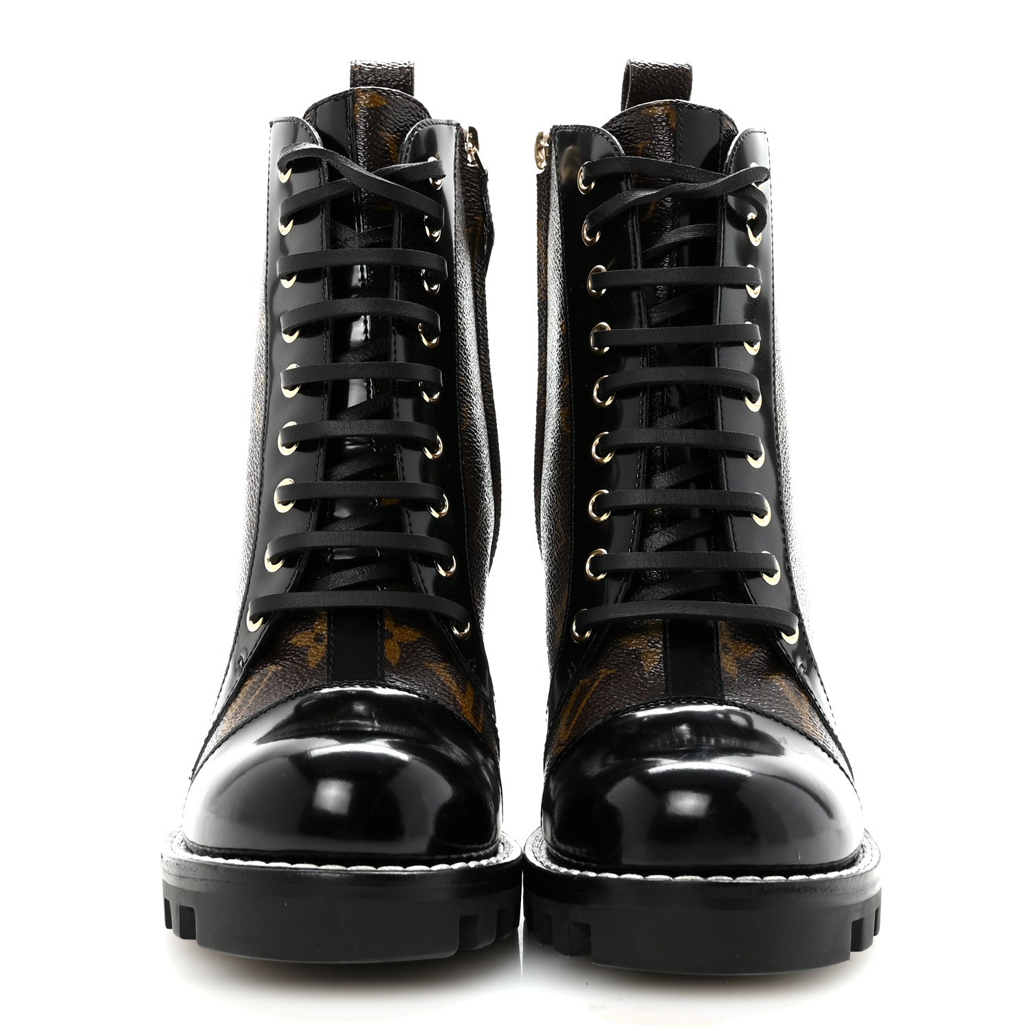 Patent Calfskin Monogram Star Trail Ankle Boots 38 Black