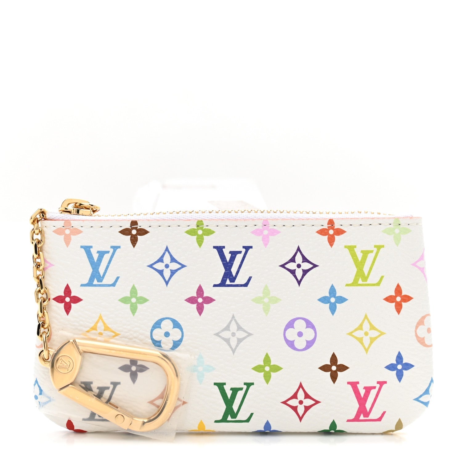LV X TM Monogram Multicolor Key Pouch White