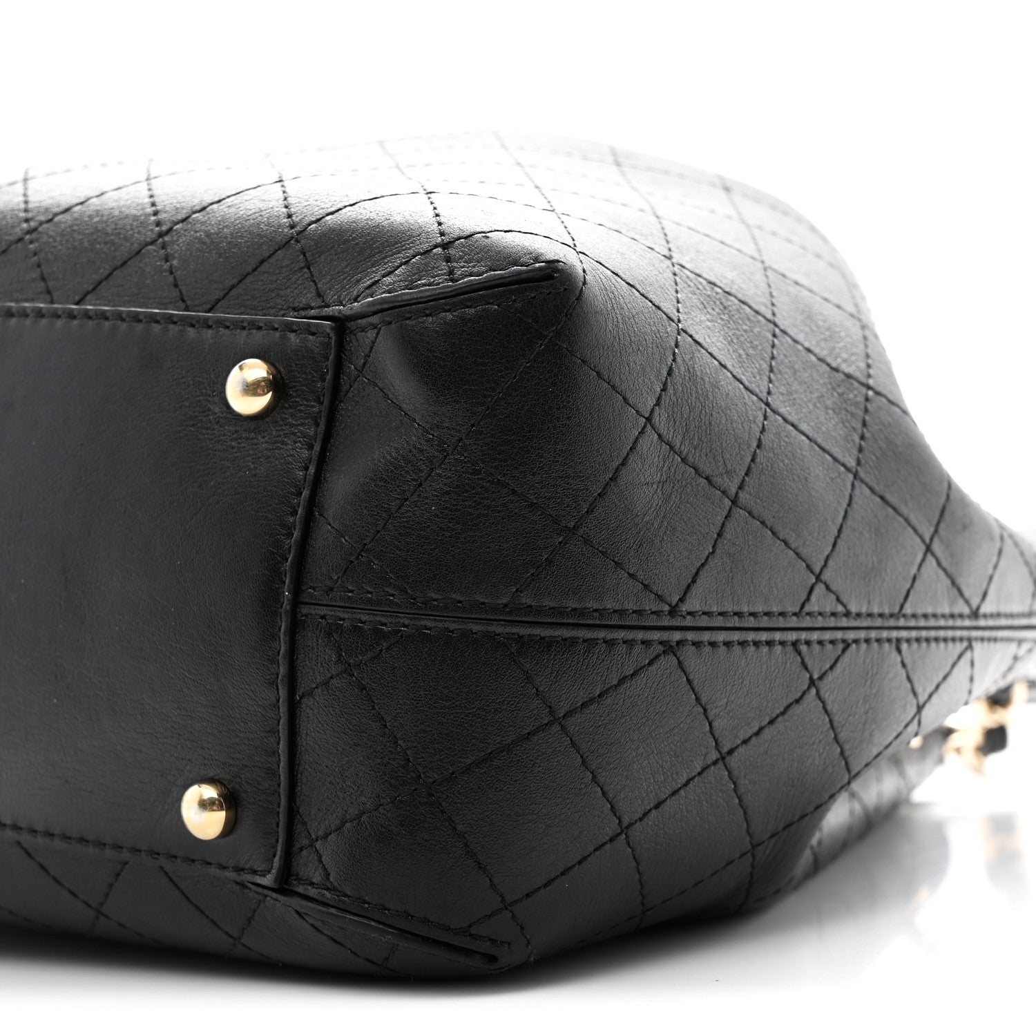 Calfskin Stitched Drawstring Bag Black