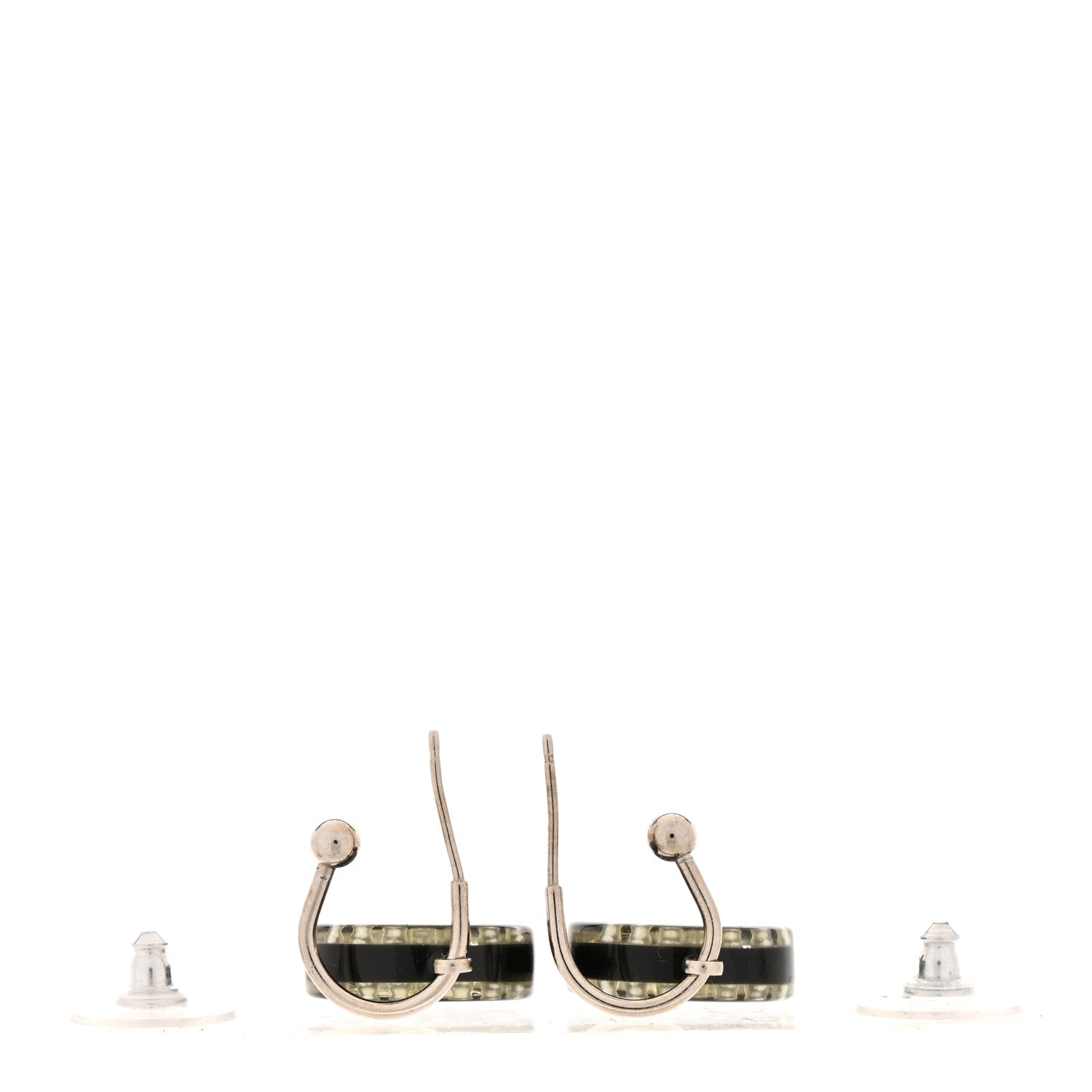Resin Pearl CC Round Earrings Black