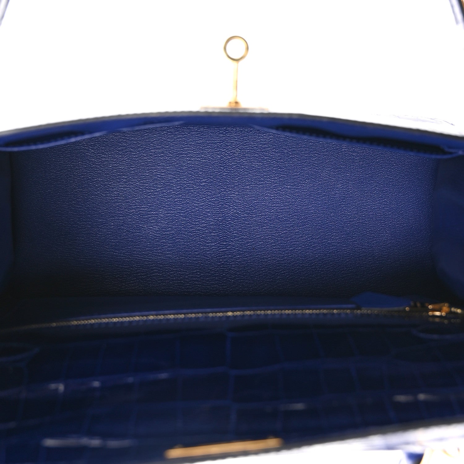 Shiny Niloticus Crocodile Kelly Sellier 28 Bleu Electrique