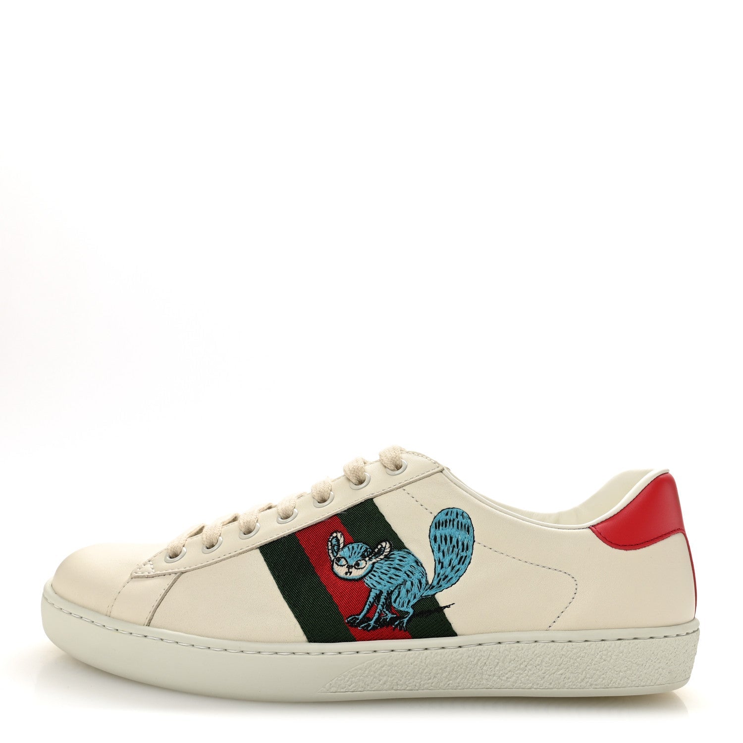 X FREYA HARTAS Calfskin Miro Soft Web Mythical Creature Embroidered Mens Ace Sneakers 8 New Mystic White
