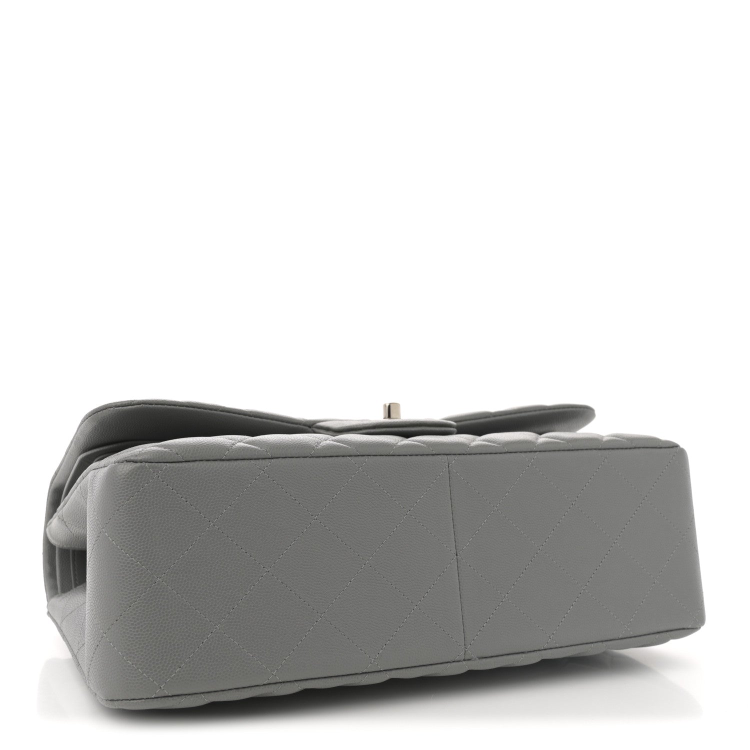 Caviar Quilted Jumbo Double Flap Grey