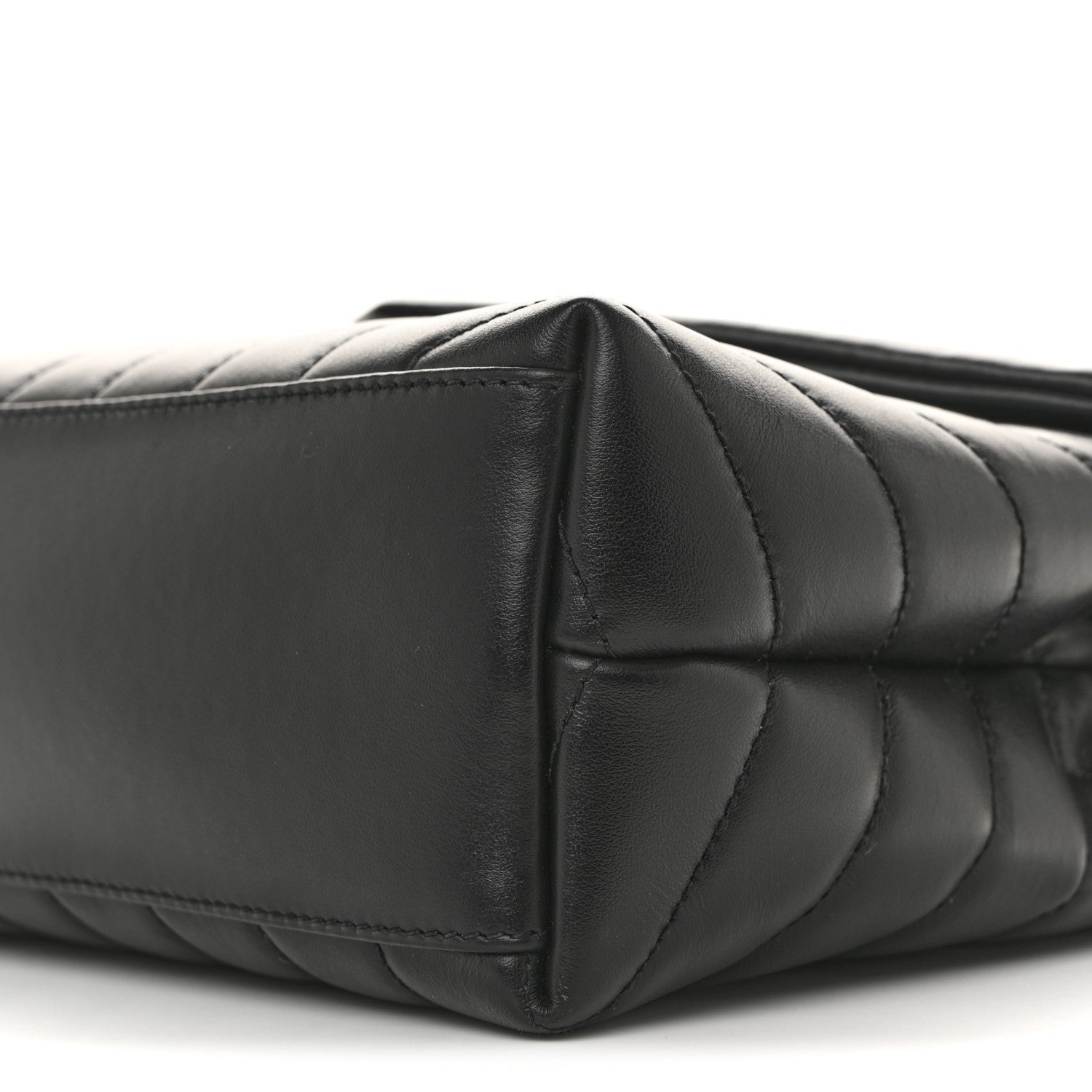 Calfskin Y Quilted Monogram Small Loulou Chain Satchel Black