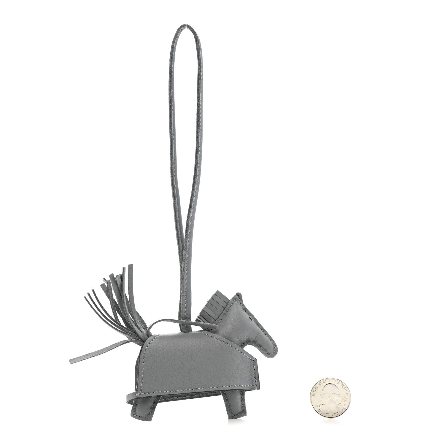 Milo Lambskin Studded Grigri Rodeo Robeo Rock Horse Bag Charm PM Gris Pantin