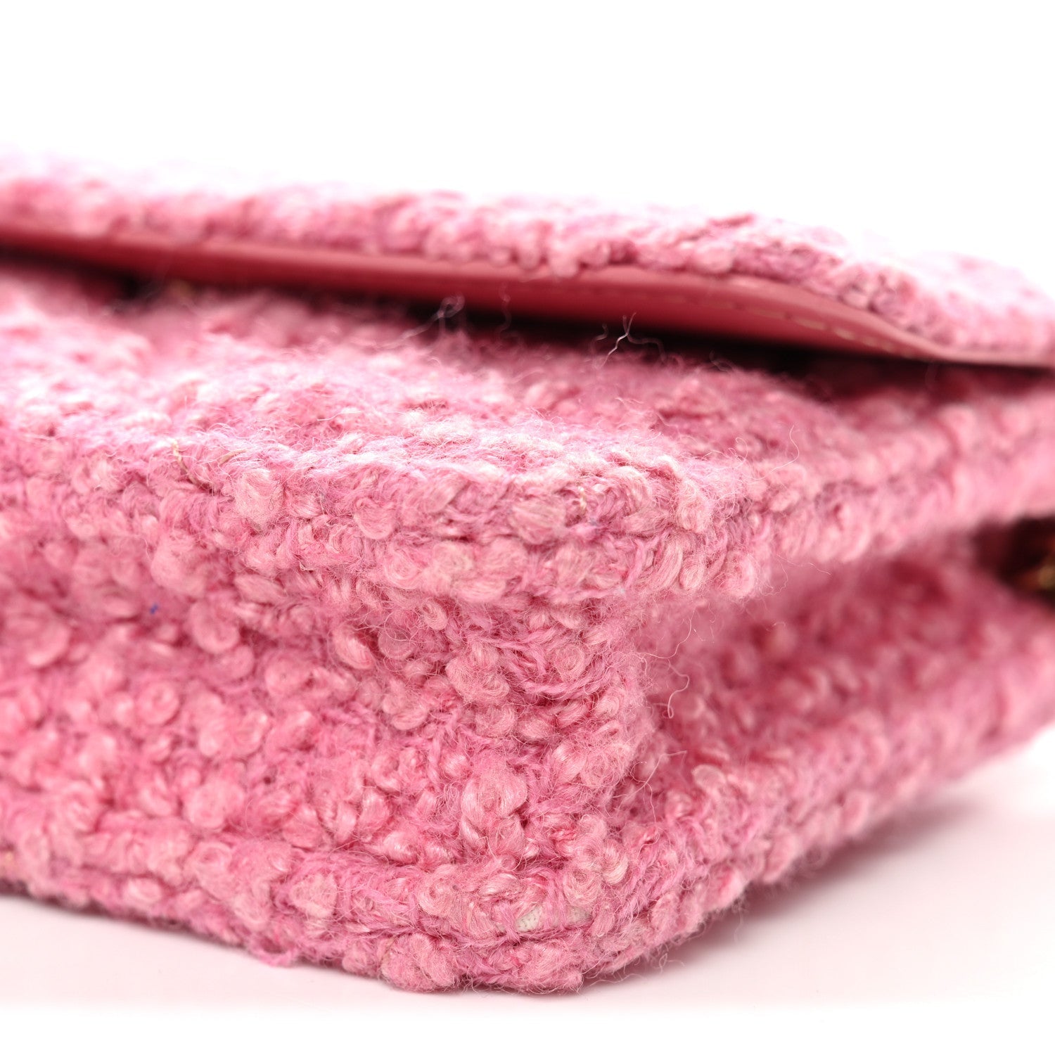 Tweed Quilted Flap Chain Waist Bag Pink