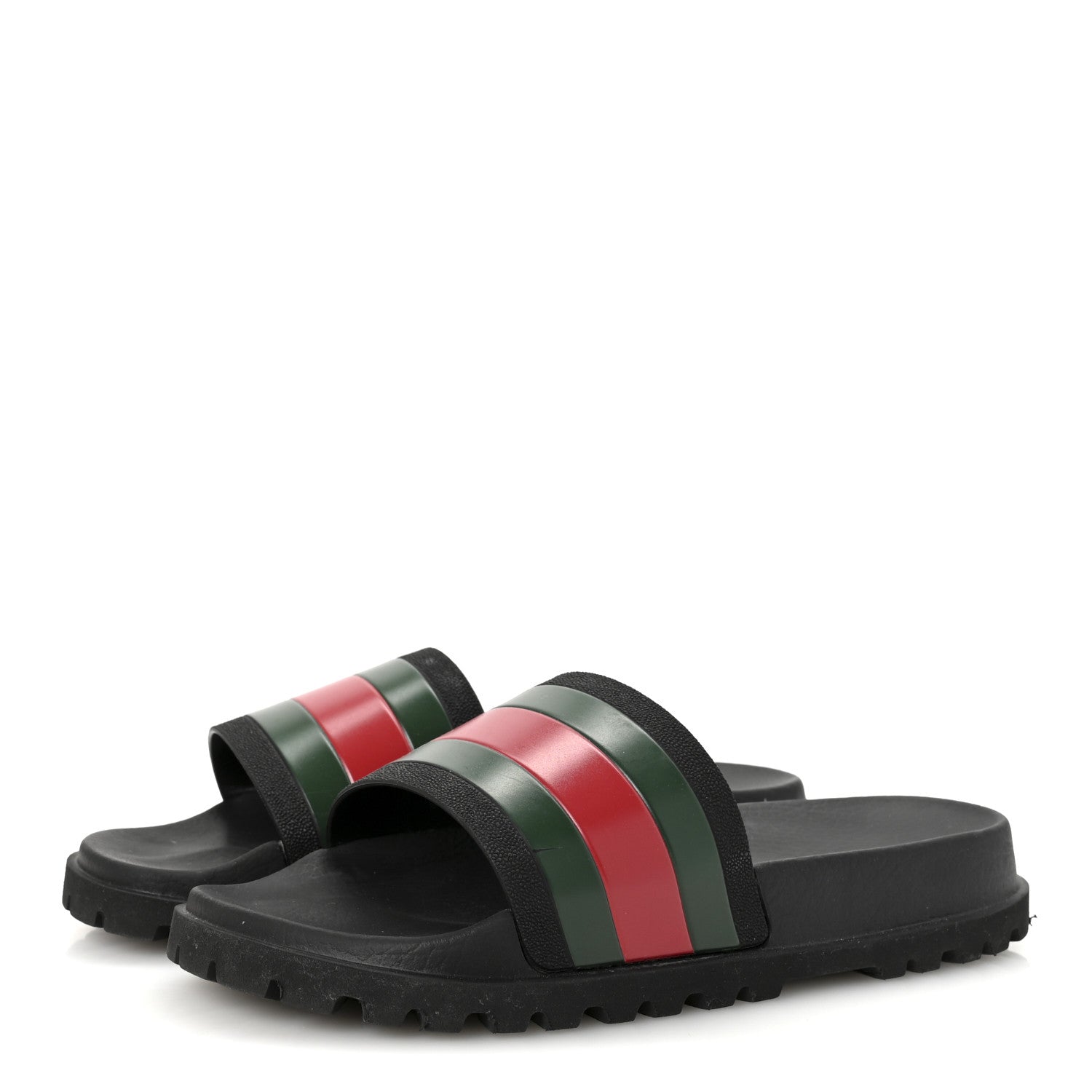 Rubber Web Mens Lug Sole Slide Sandals 7 Black Green Red