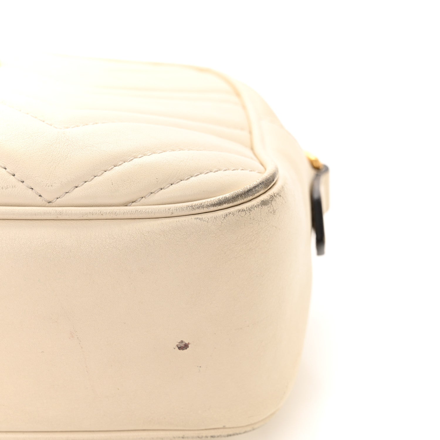 Calfskin Matelasse Small GG Marmont Chain Shoulder Bag White