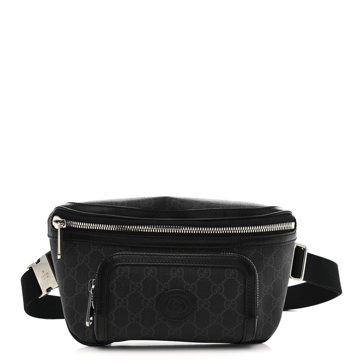 GG Supreme Monogram Textured Calfskin Retro Interlocking G Belt Bag Black