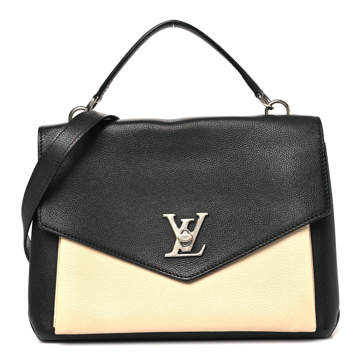 Soft Calfskin My Lockme Top Handle Vanille Black