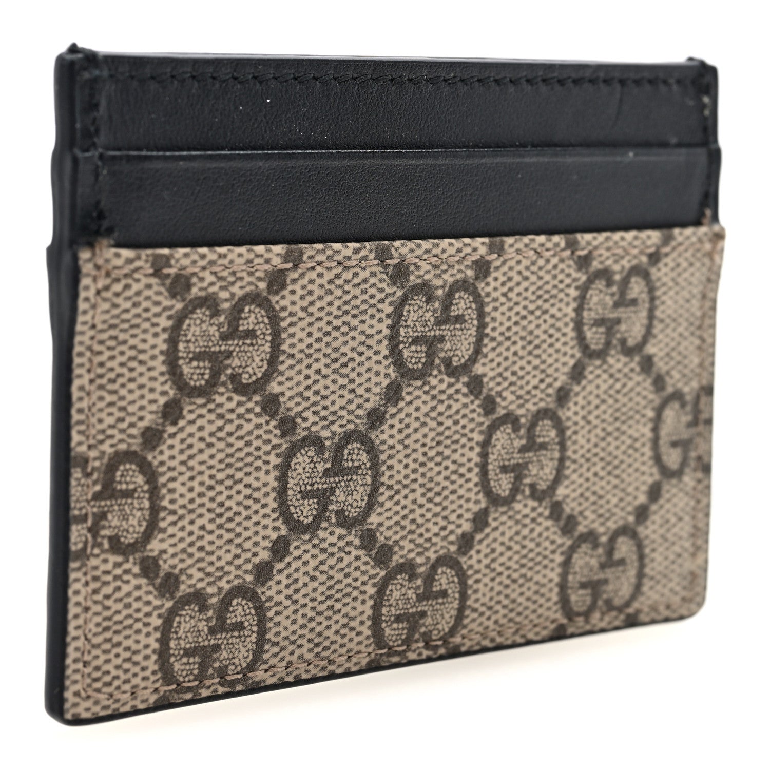 GG Supreme Monogram Calfskin Card Holder Beige Black