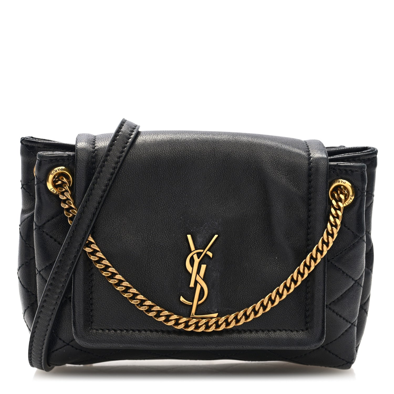 Lambskin Quilted Monogram Mini Nolita Black