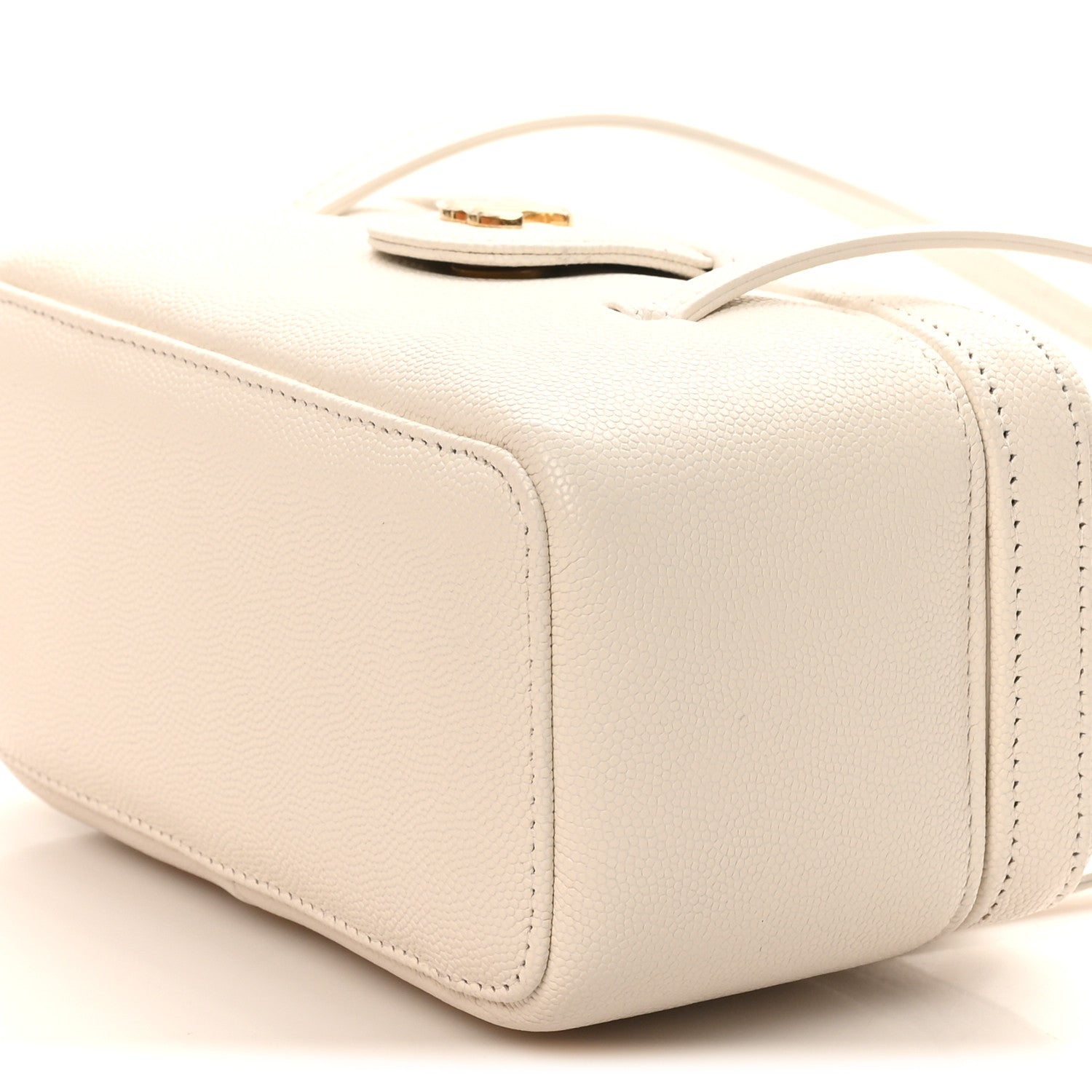 Shiny Caviar Preppy Coco Long Vanity With Strap White