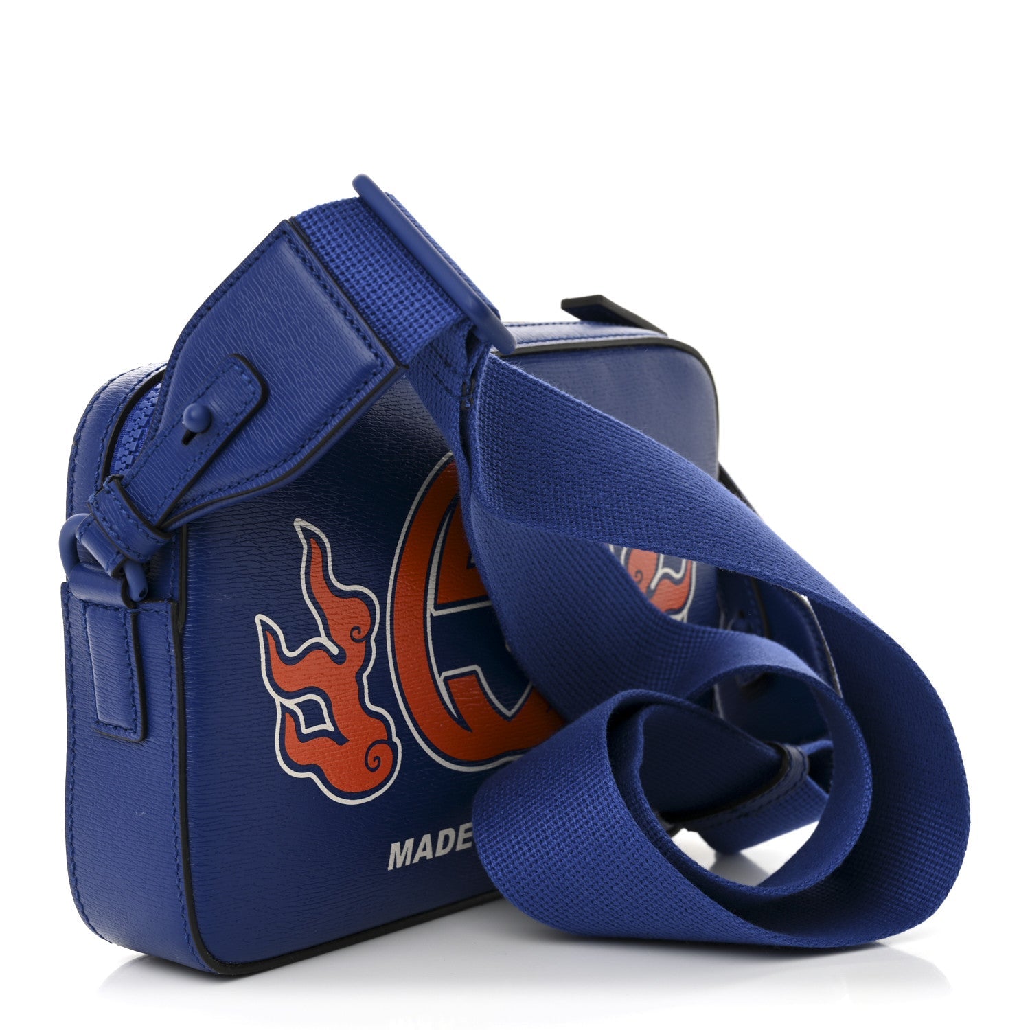 New Shanghai Calfskin Interlocking G Logo Camera Crossbody Bag Cobalt Blue Orange