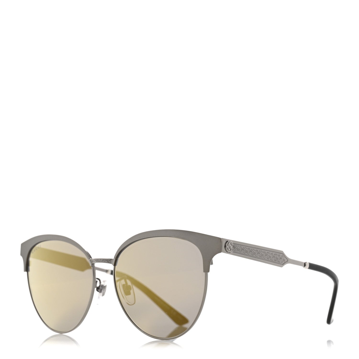 Round Metal GG0074SK Sunglasses Black Yellow