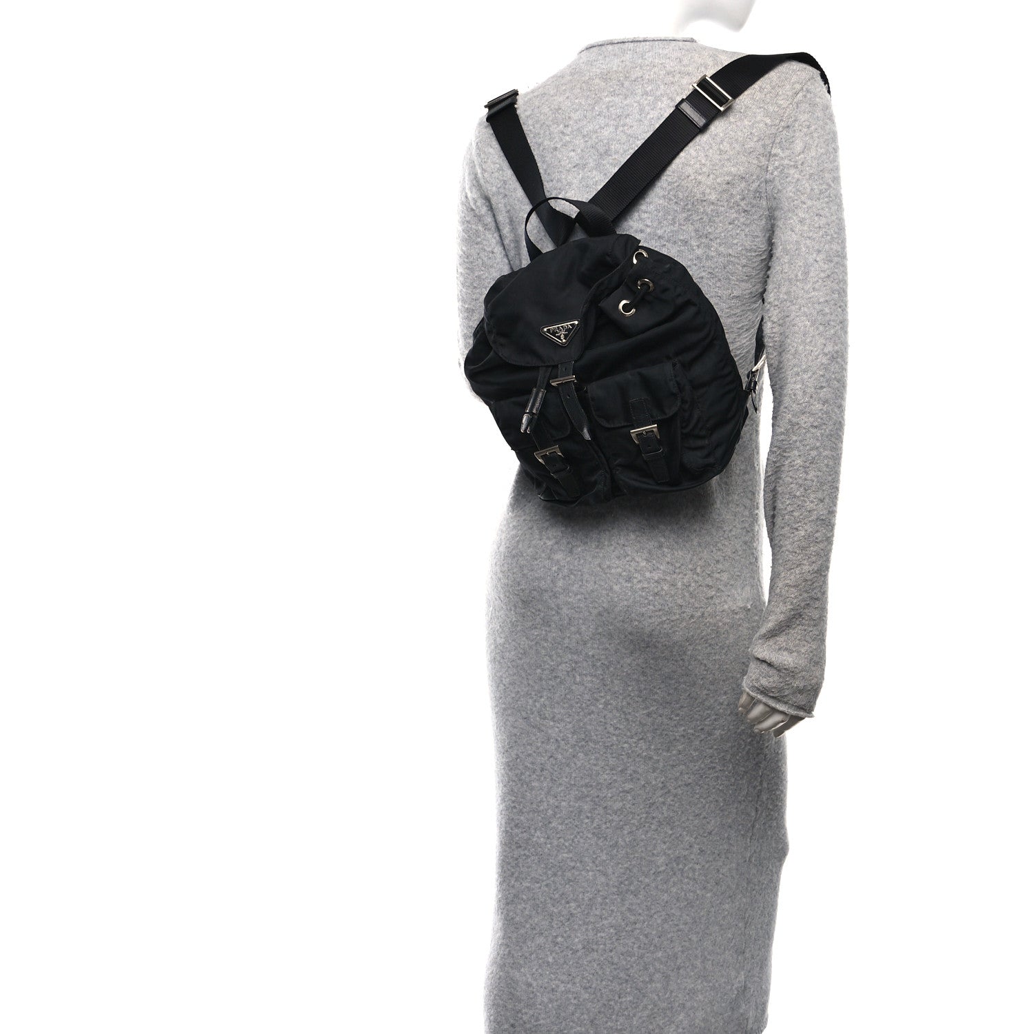 Tessuto Nylon Saffiano Small Backpack Black
