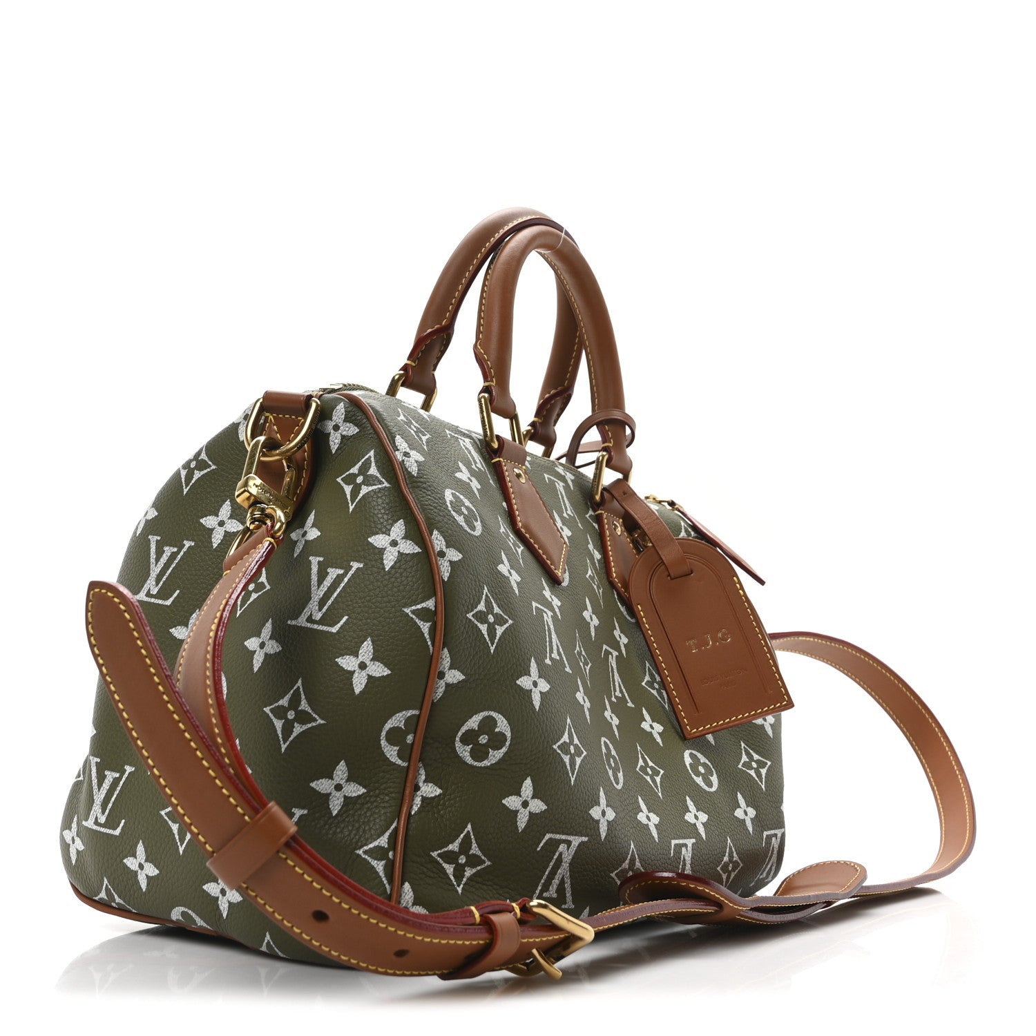 Calfskin Monogram Speedy P9 Bandouliere 30 Green Sancha
