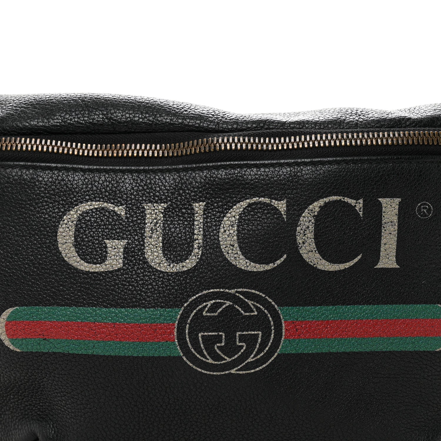 Grained Calfskin Small Logo Belt Bag Black