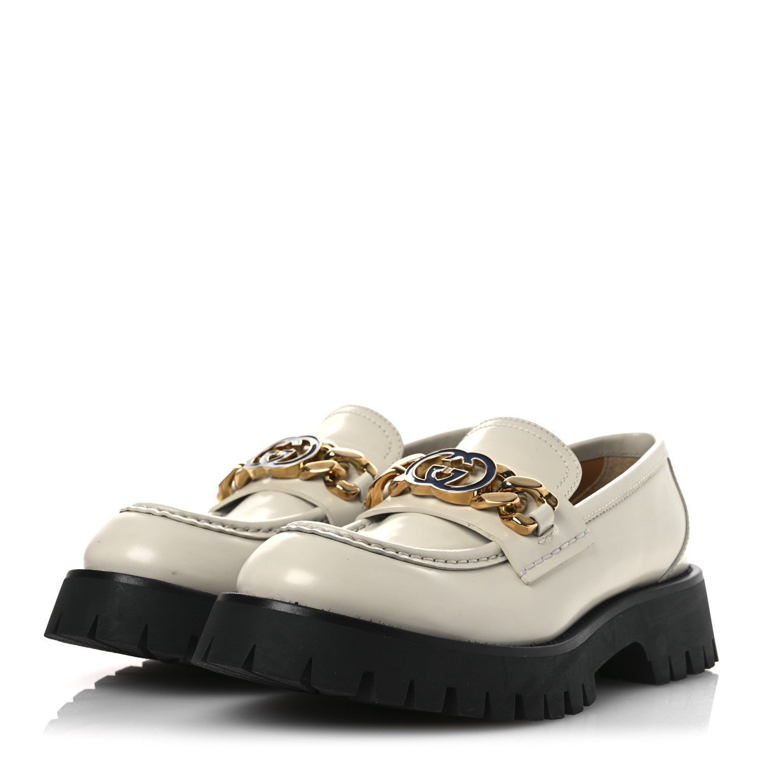 Cordovan Lux Womens Jeanne Platform Lug Sole 30/45mm Loafers 39 Mystic White