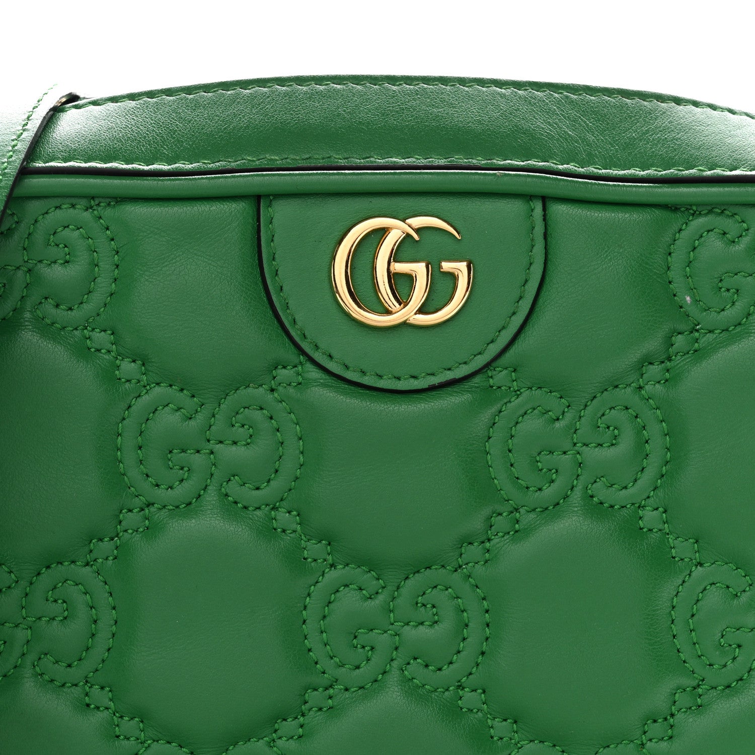 Calfskin GG Matelasse Shoulder Bag Spring Green Natural
