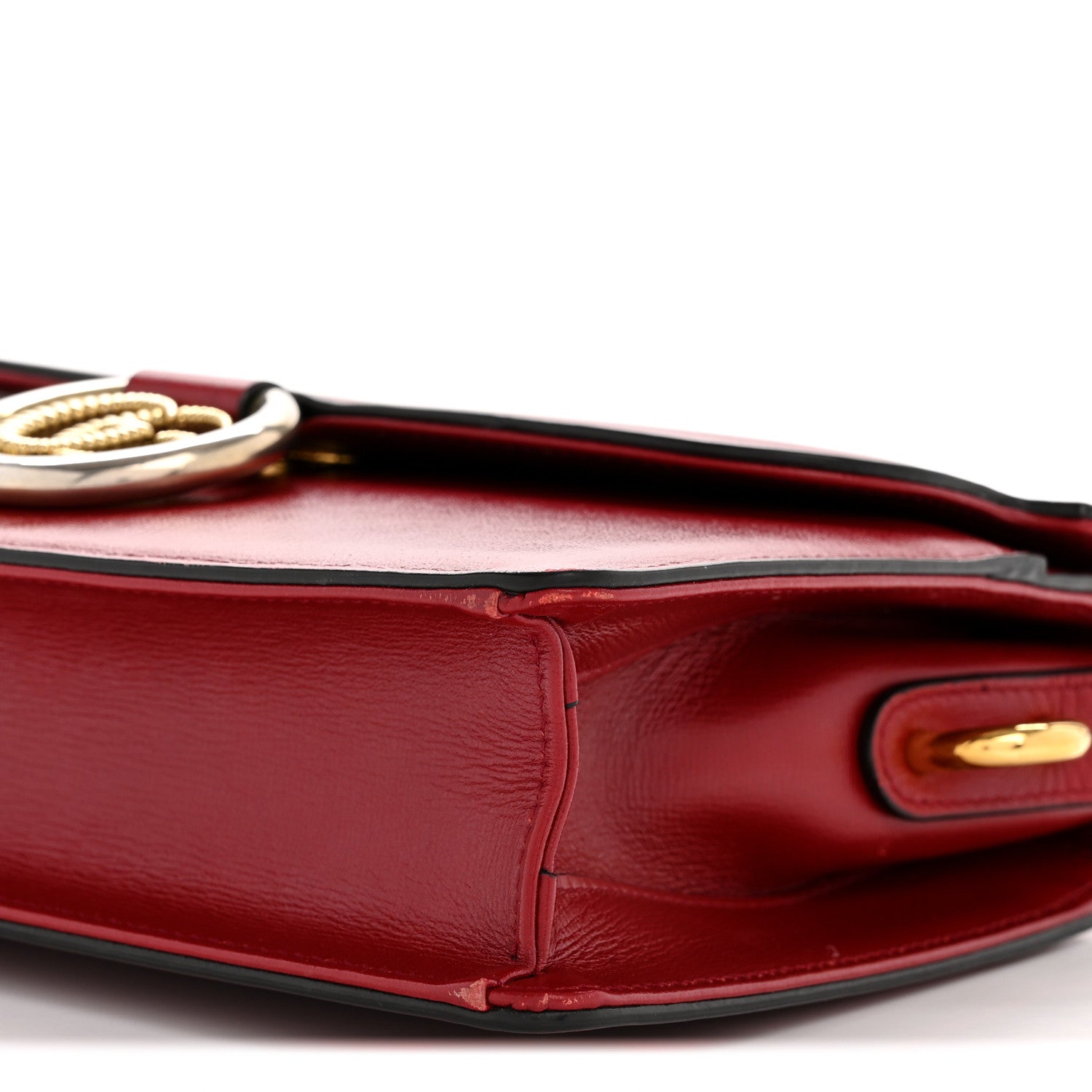 Textured Calfskin Small Torchon GG Ring Shoulder Bag New Cherry Red