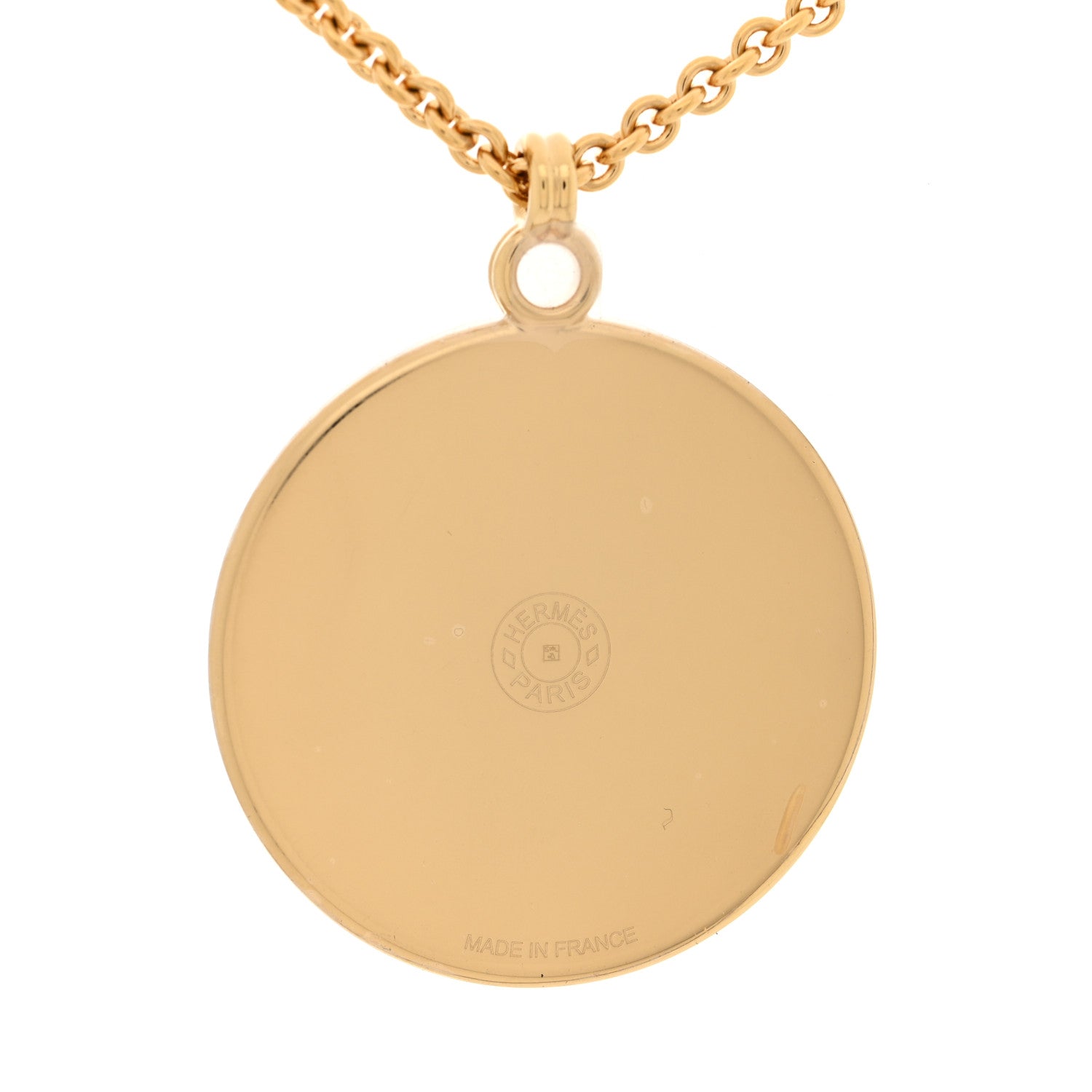 Enamel Medaille OP'H Small Necklace Jaune Or White