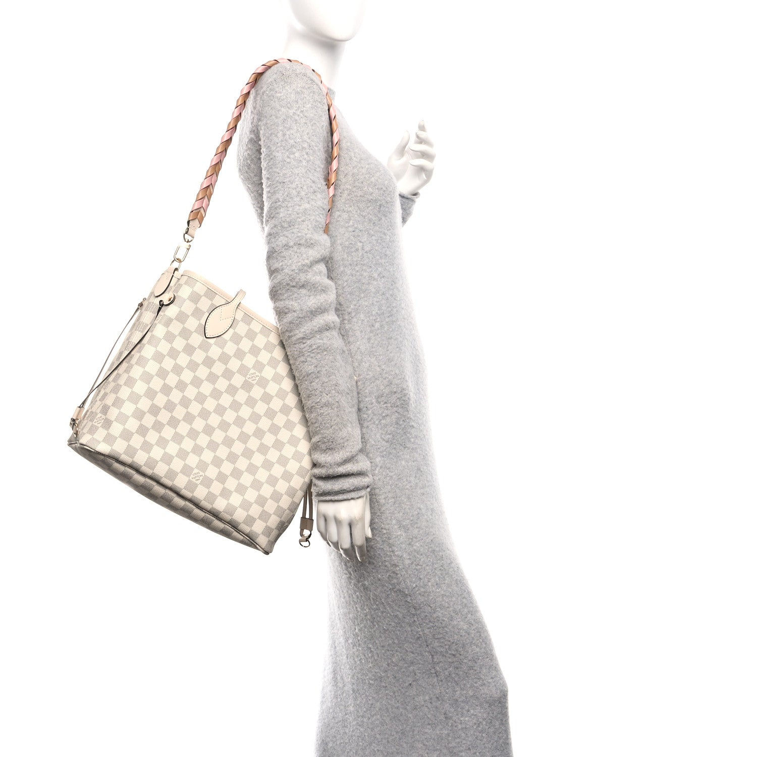 Damier Azur Braided Neverfull MM Pink